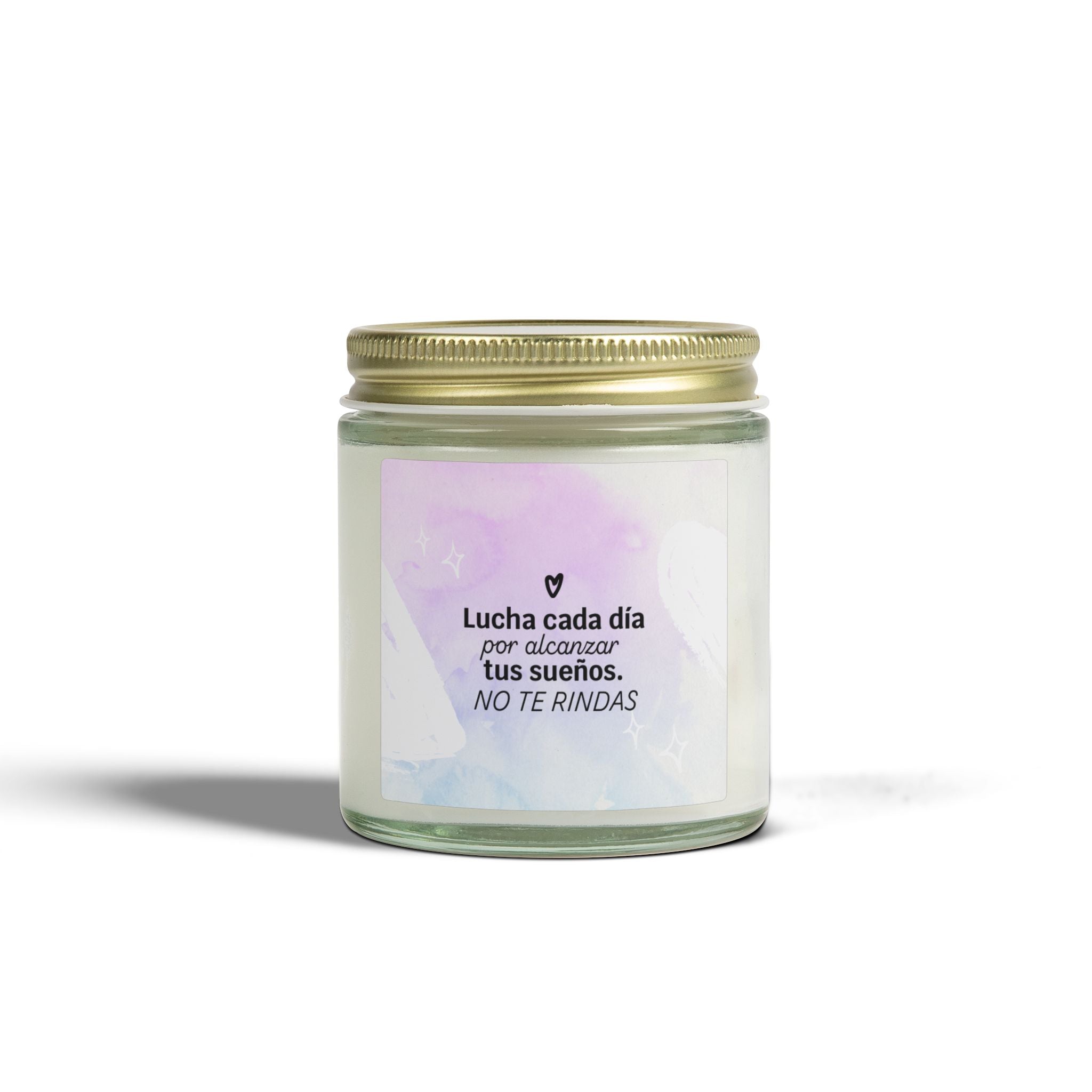 Motivational Spanish Scented Candle — Coconut Apricot (4oz/9oz) — "Lucha cada día... NO TE RINDAS"