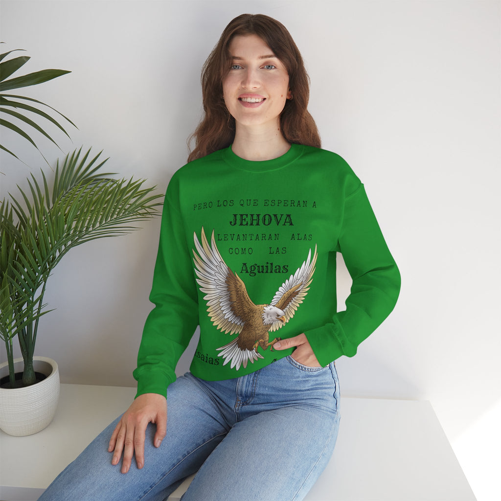 Isaías 40:31 Eagle Sweatshirt — "Pero los que esperan a Jehová" Spanish Christian Crewneck