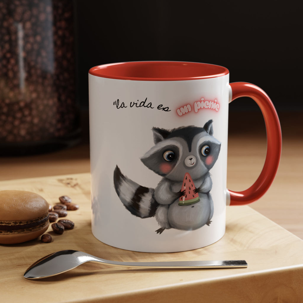 Raccoon-Themed Accent Coffee Mug | Cute Animal Mug for Home, Gift for Coffee Lovers, Nature Lovers, Birthday, Celebrate Life