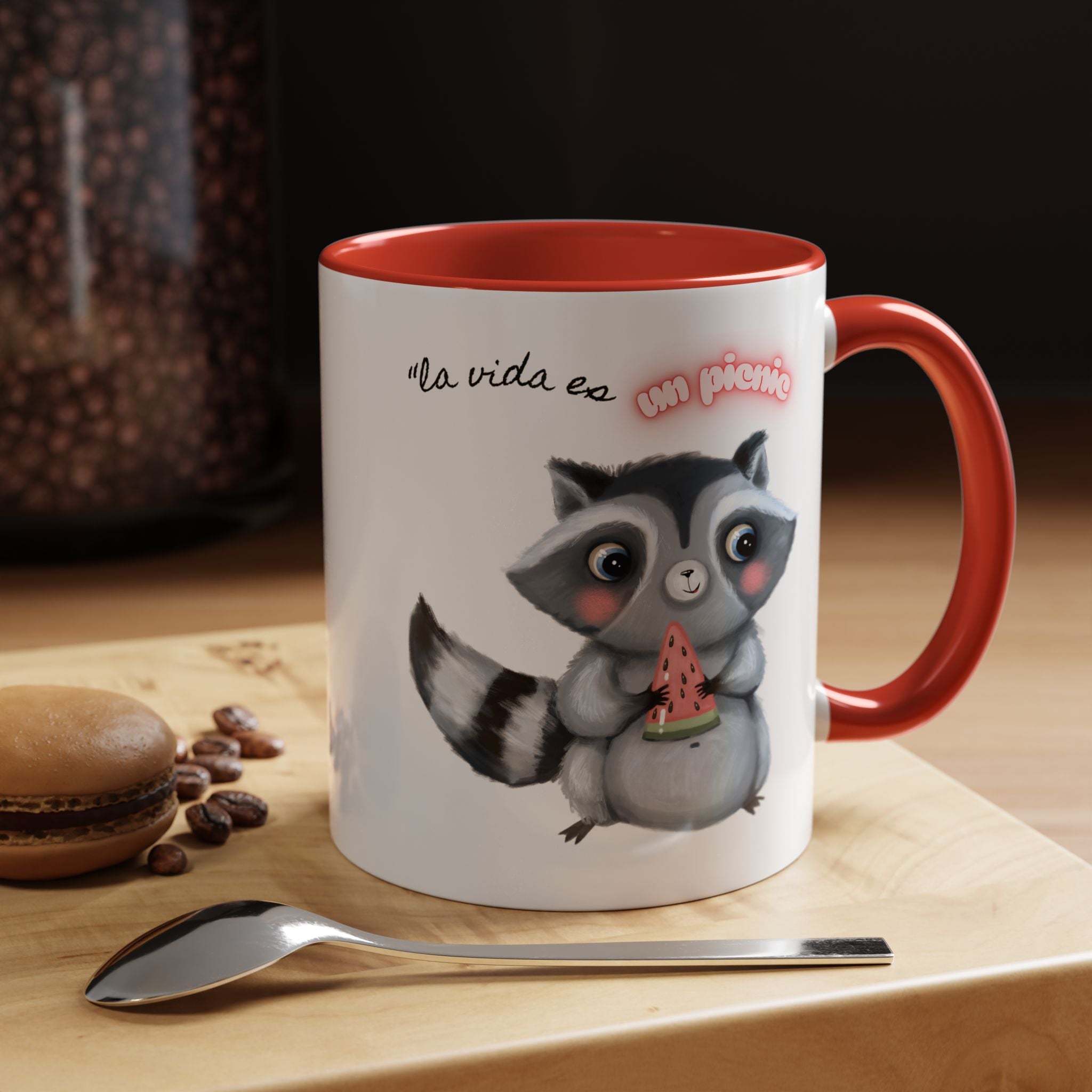 Raccoon-Themed Accent Coffee Mug | Cute Animal Mug for Home, Gift for Coffee Lovers, Nature Lovers, Birthday, Celebrate Life