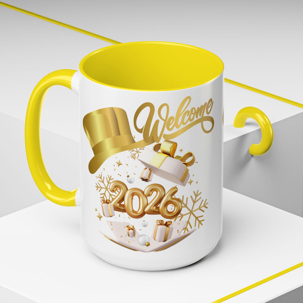 2026 New Year Coffee Mug — "Welcome 2026" Gold Celebration Accent Mug
