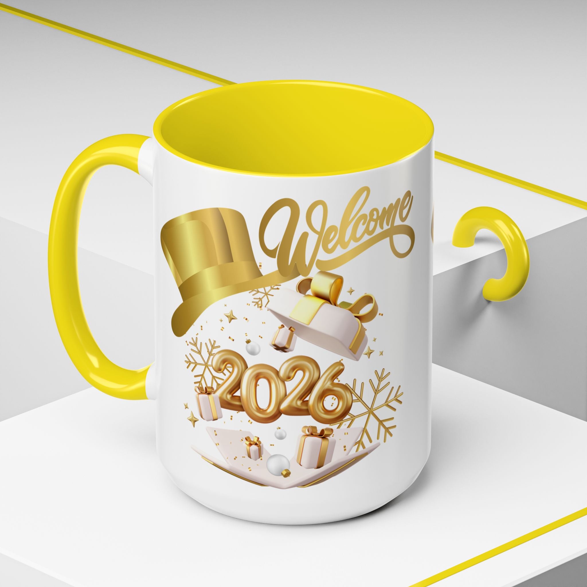 2026 New Year Coffee Mug — "Welcome 2026" Gold Celebration Accent Mug