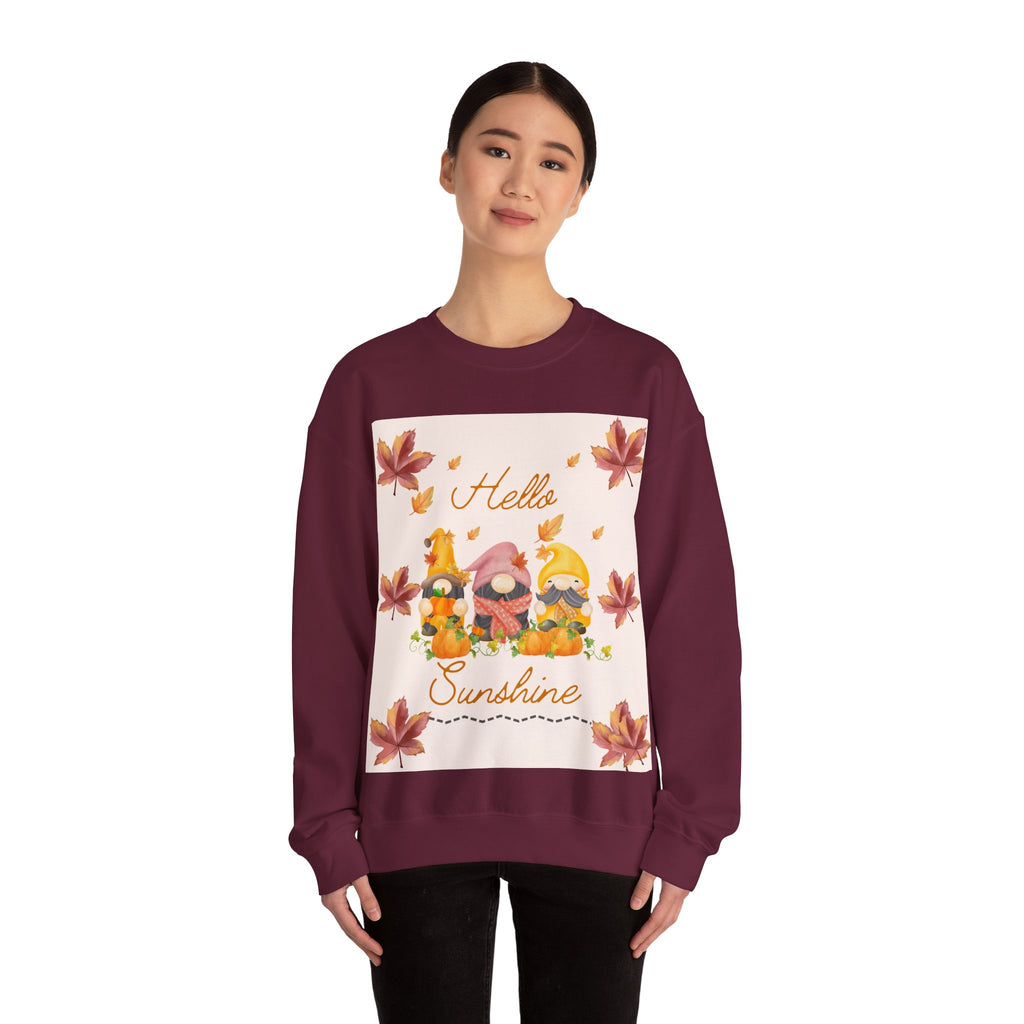 Hello Sunshine Fall Crewneck Sweatshirt, Cozy Autumn Apparel, Unisex Sweatshirt, Perfect for Thanksgiving, Gift for Nature Lovers