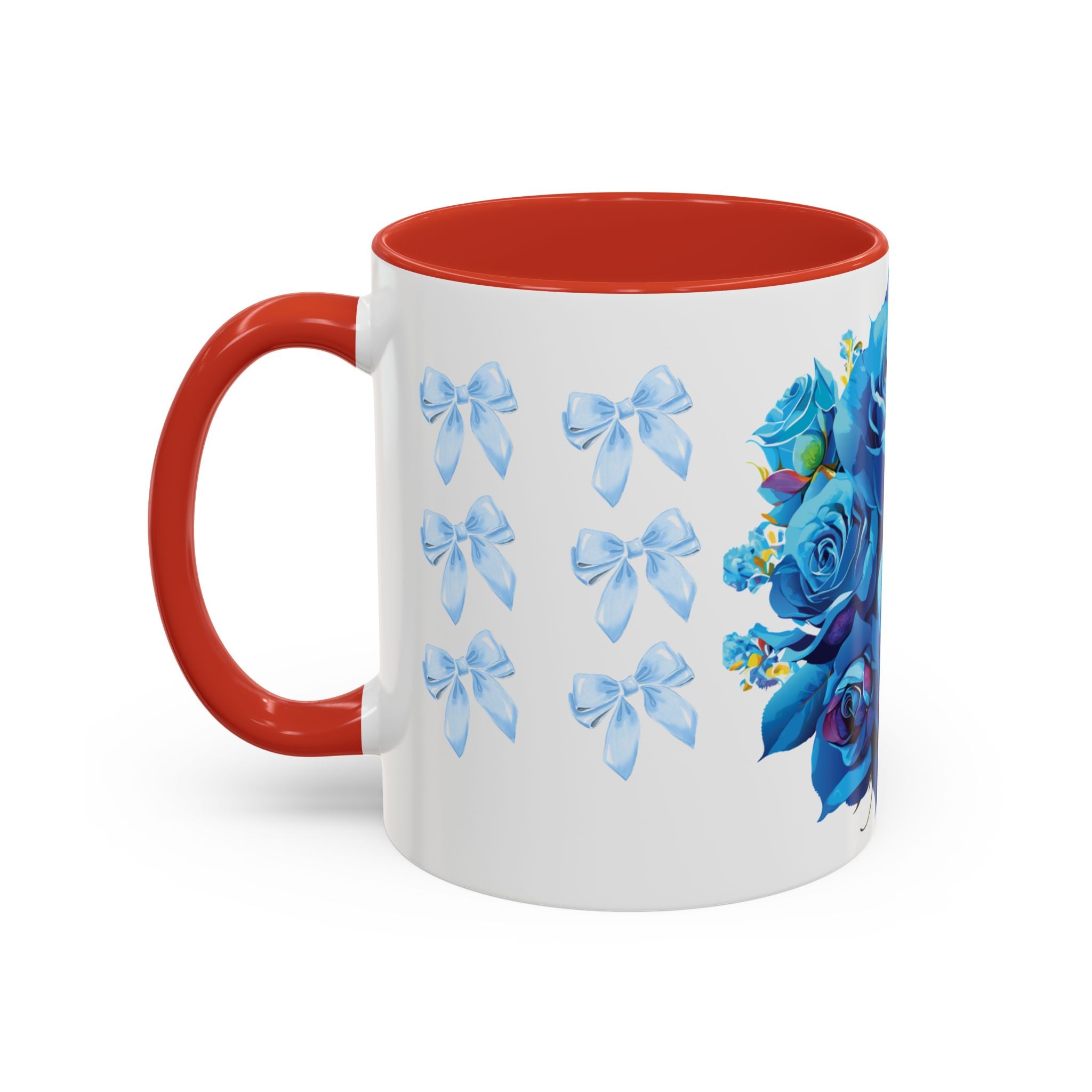 Blue Rose Accent Coffee Mug – Floral Bouquet Design (11/15 oz)