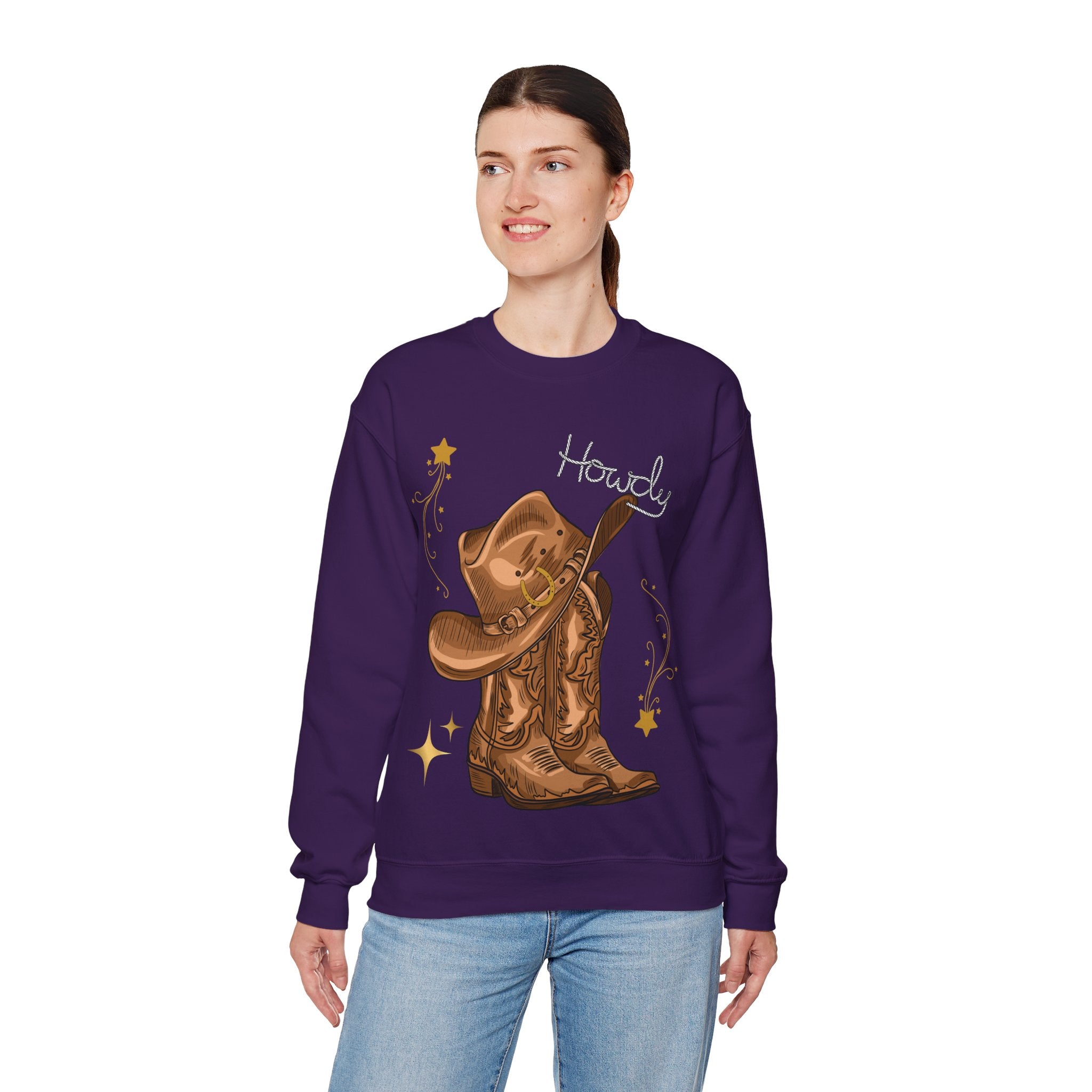 Howdy Cowboy Crewneck Sweatshirt | Unisex Sweatshirt, Western Apparel, Fall Fashion, Gift for Him/Her, Casual Wear