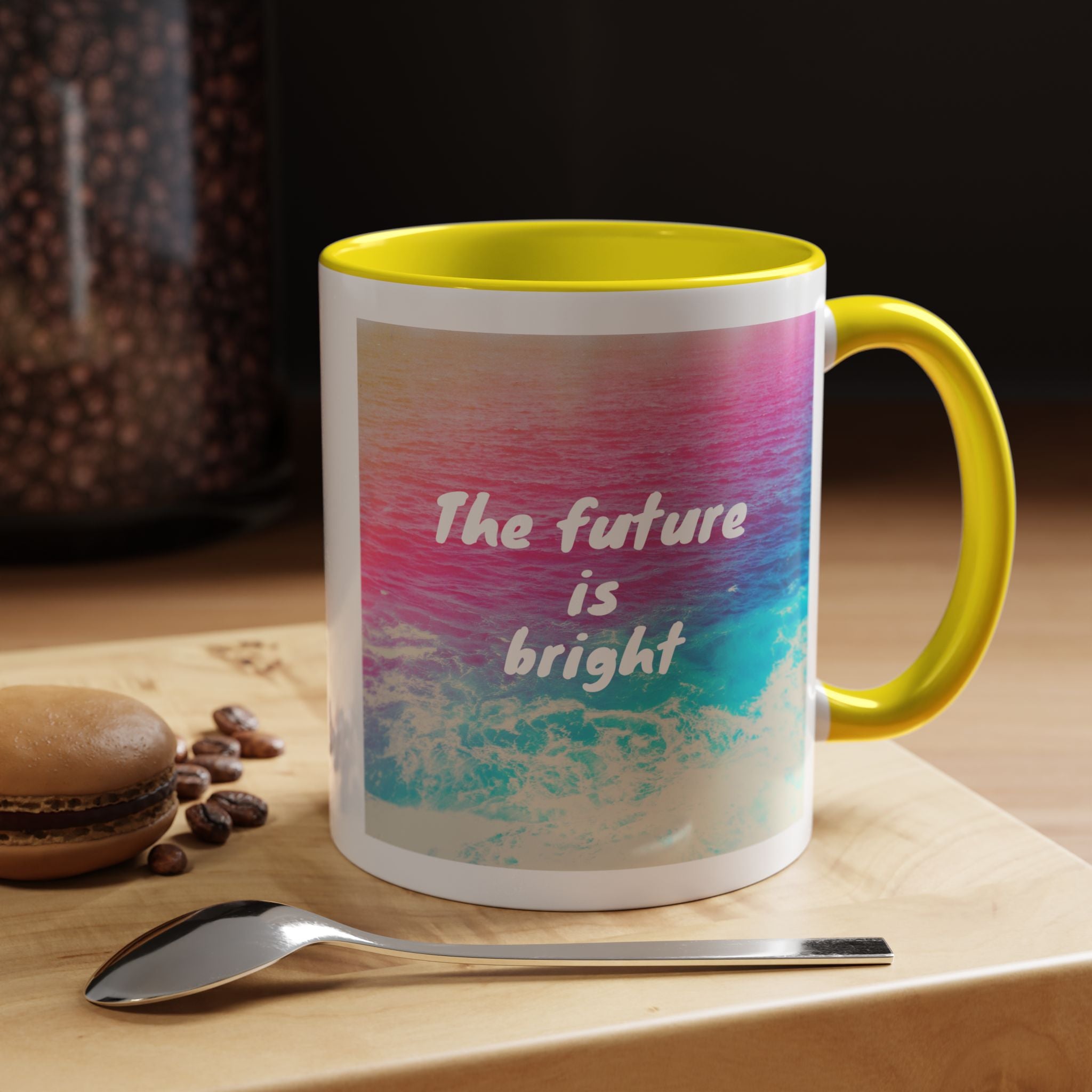 Ocean Background Future Is Bright Accent Coffee Mug (11, 15oz)