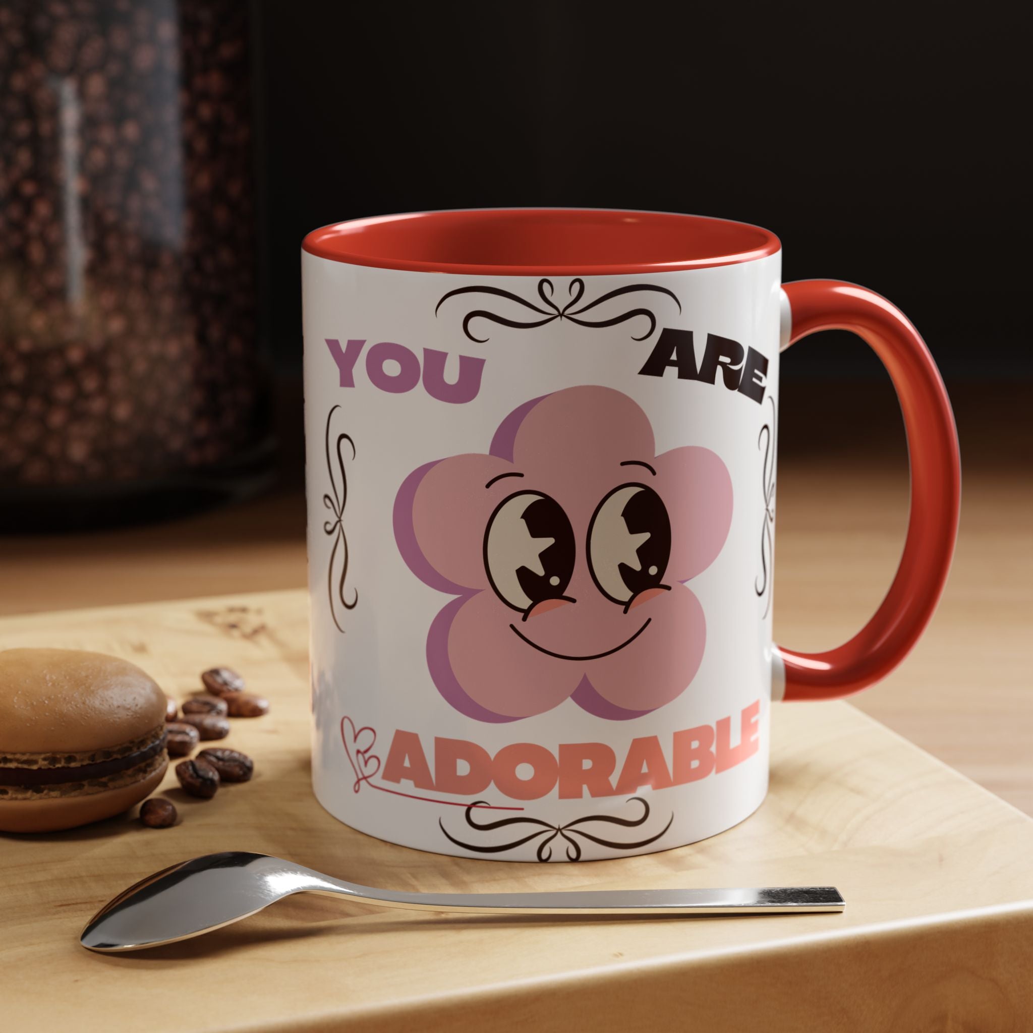 You Are Adorable Coffee Mug — Cute Pink Flower Accent Mug (11/15oz)
