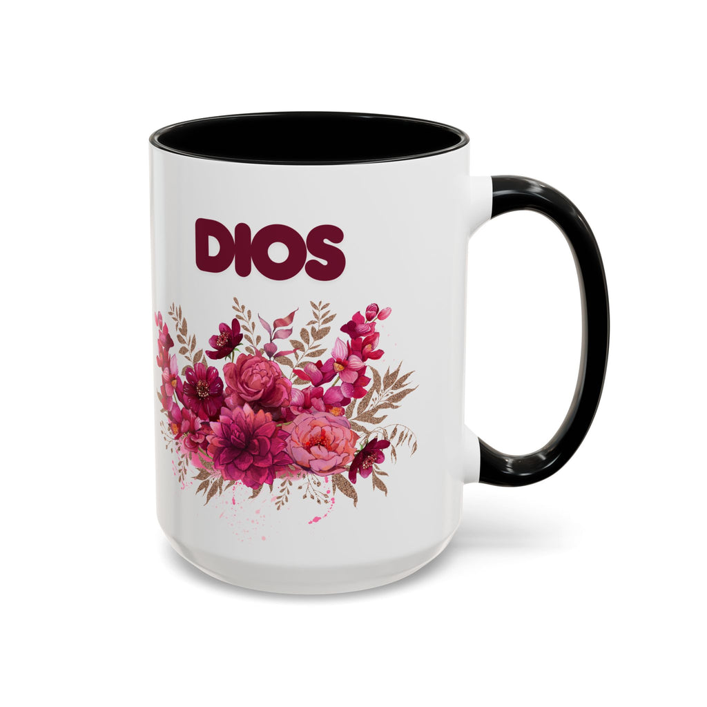 Dios Floral Accent Coffee Mug — 11/15oz Inspirational Christian Tea Cup