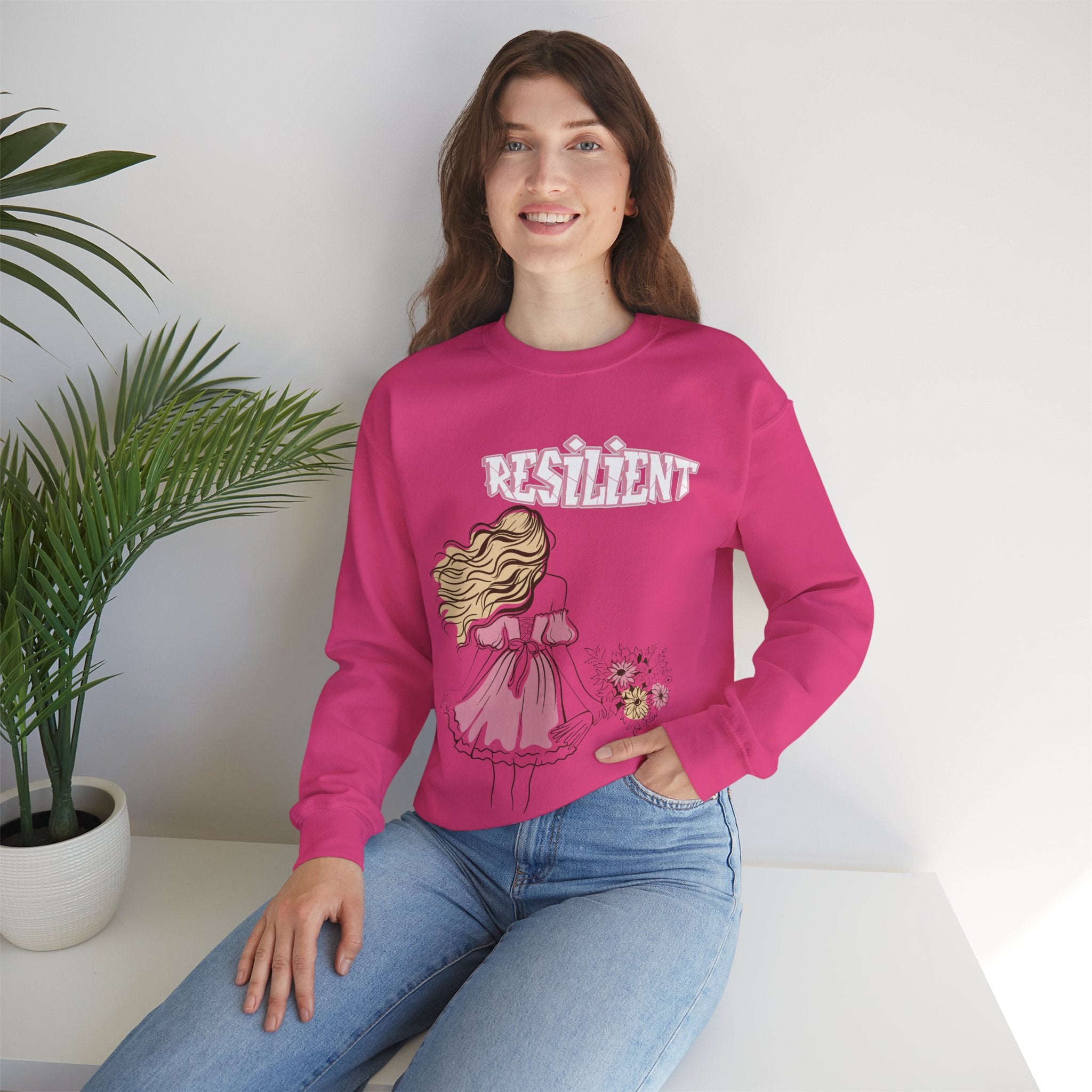 Resilient Graphic Sweatshirt, Trendy Crewneck, Women’s Clothing, Cozy Layering Piece, Perfect Gift for Her, Casual Fashion