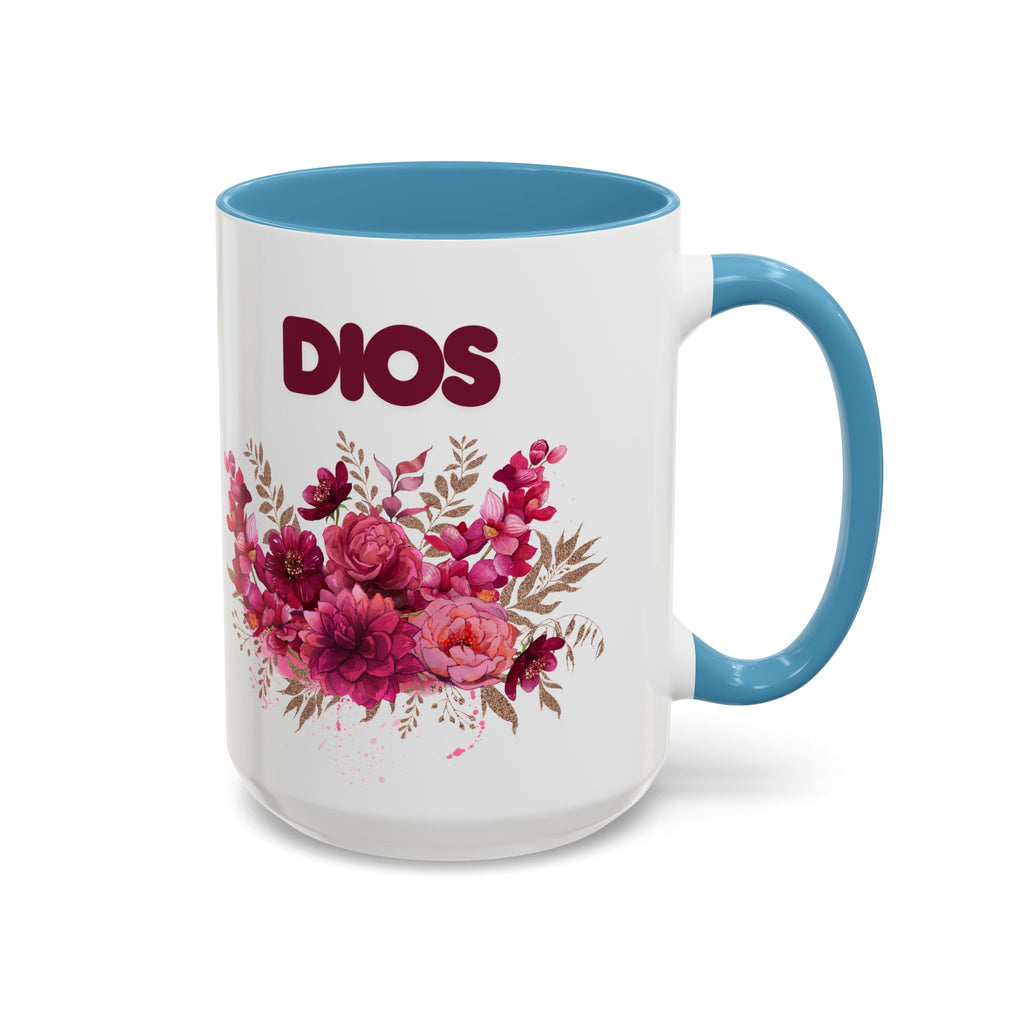 Dios Floral Accent Coffee Mug — 11/15oz Inspirational Christian Tea Cup
