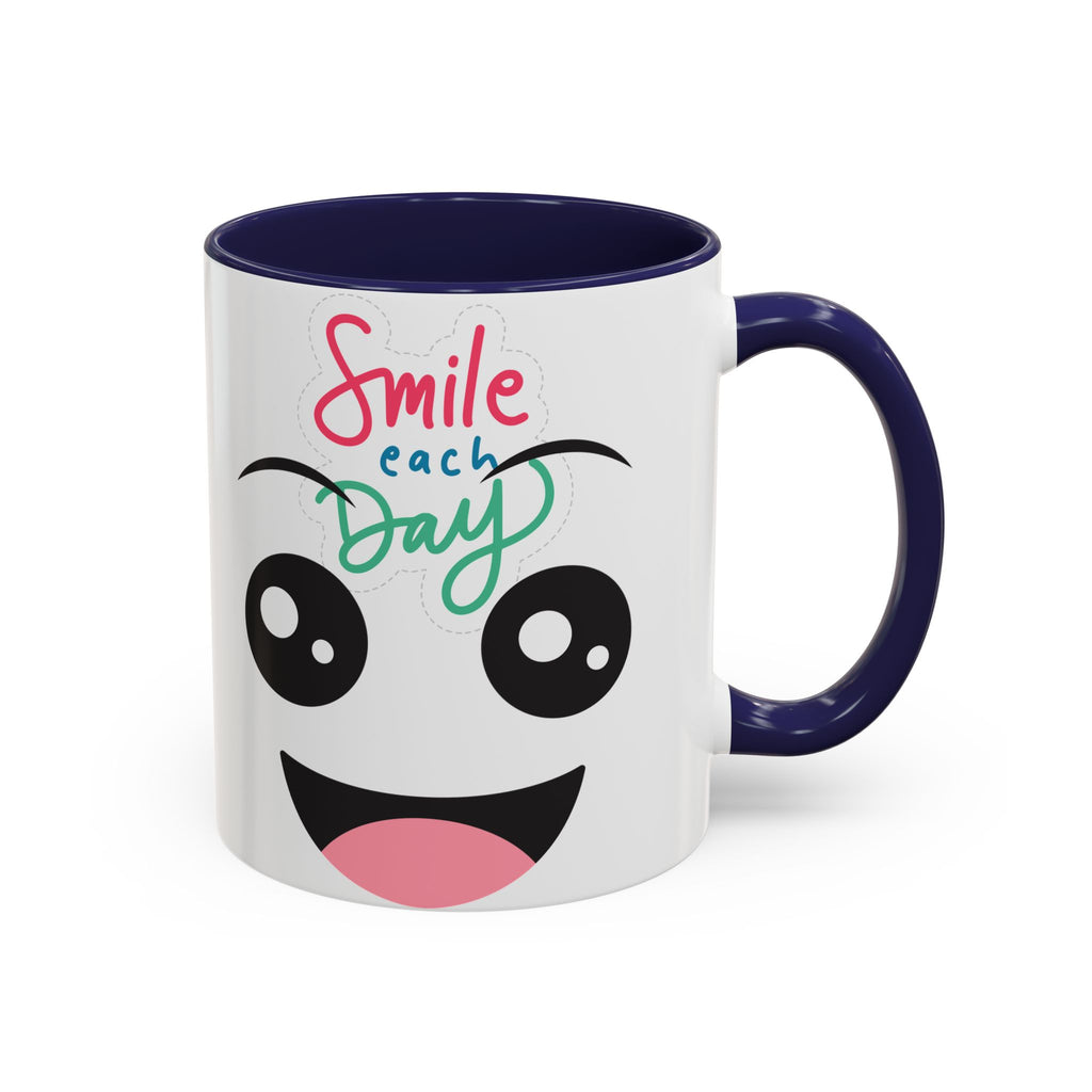 Smile Each Day Coffee Mug — Cute Cartoon Face Accent Mug (11/15oz)