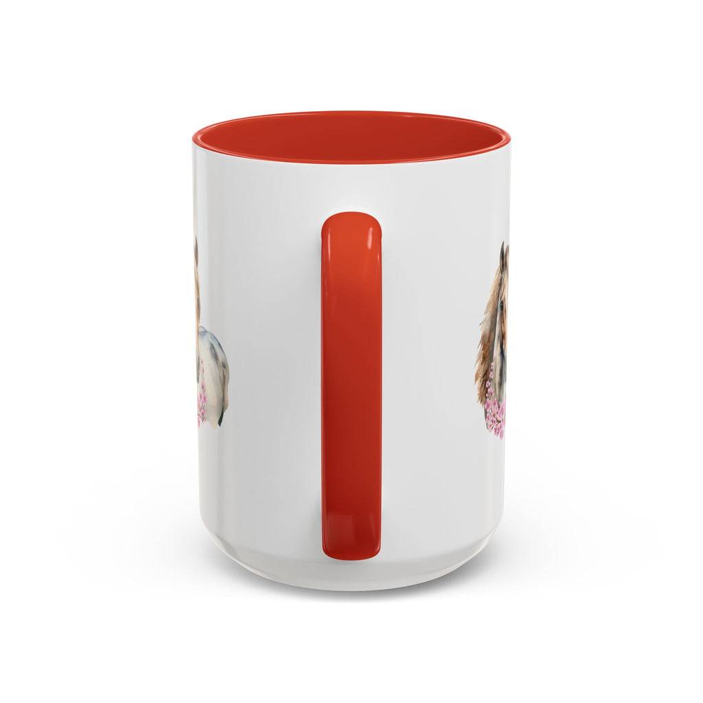 Horse Portrait Accent Coffee Mug — Floral Necklace Rustic Equestrian Gift (11/15oz)