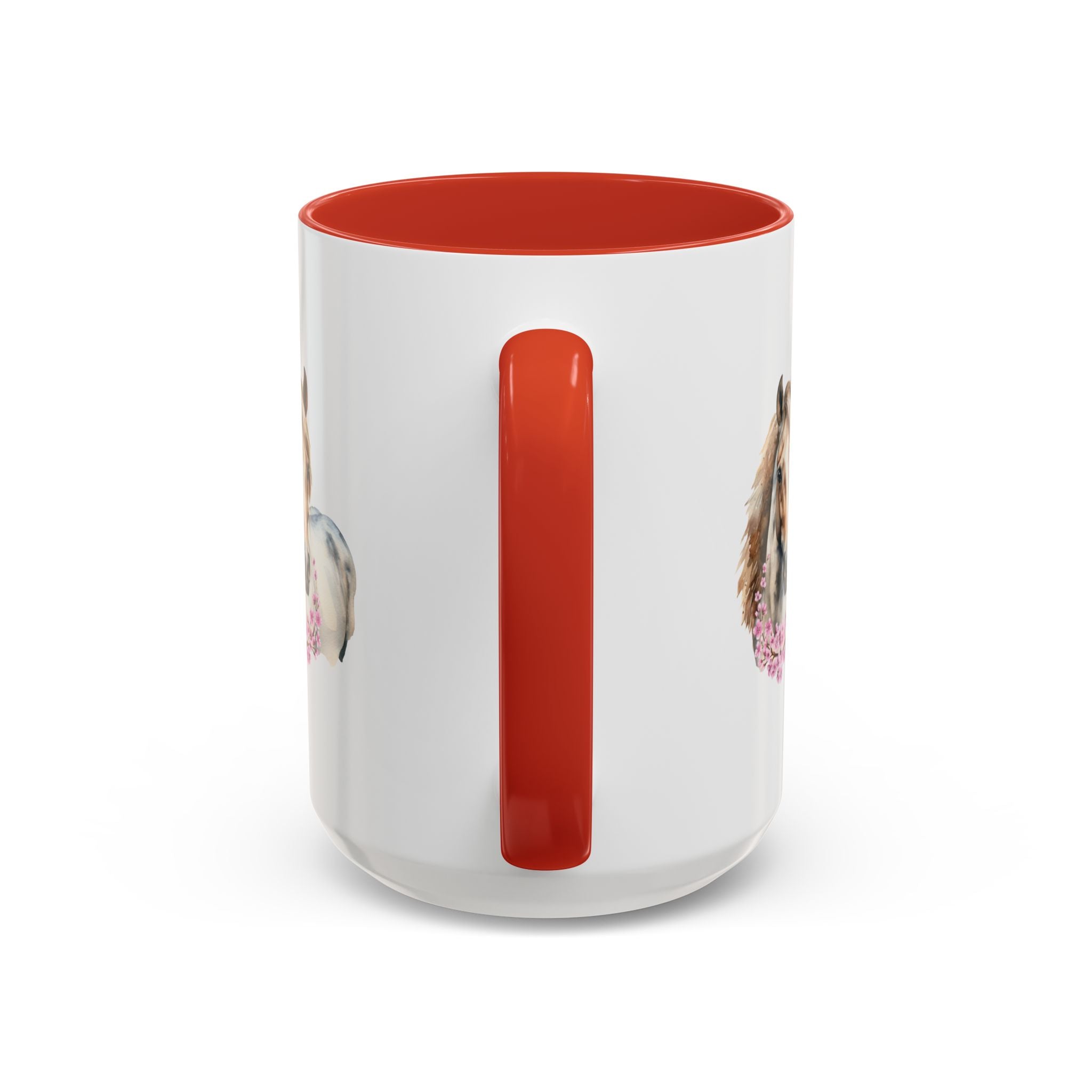 Horse Portrait Accent Coffee Mug — Floral Necklace Rustic Equestrian Gift (11/15oz)
