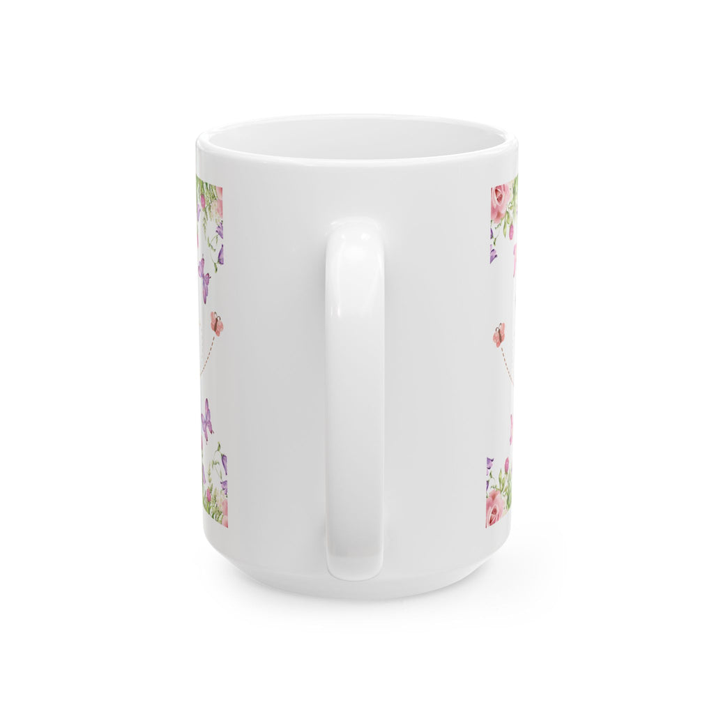 Floral Butterfly Ceramic Mug - Elegant Gift for Nature Lovers, Tea & Coffee Mug, Spring Decor, Birthday Gift, Home & Kitchen