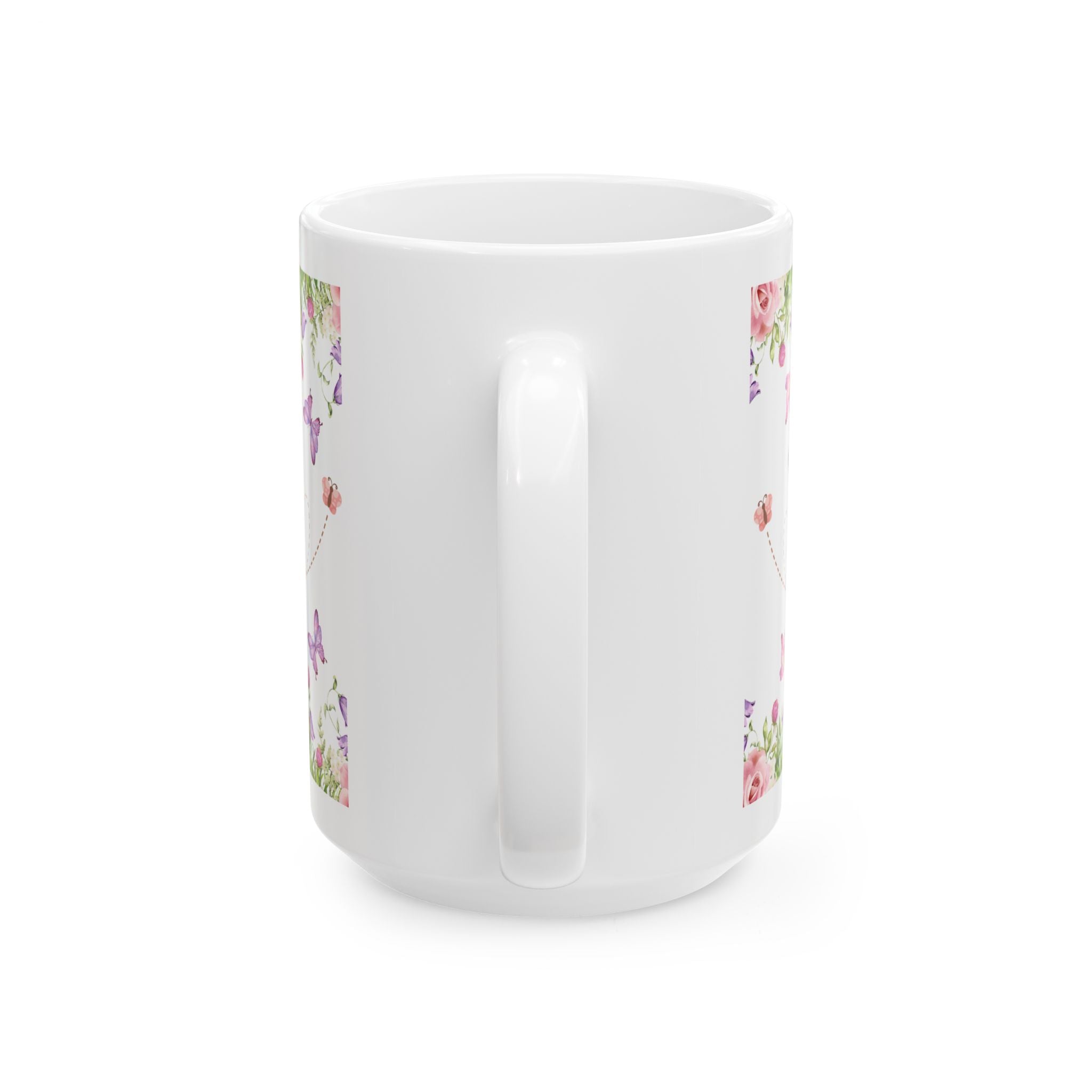 Floral Butterfly Ceramic Mug - Elegant Gift for Nature Lovers, Tea & Coffee Mug, Spring Decor, Birthday Gift, Home & Kitchen