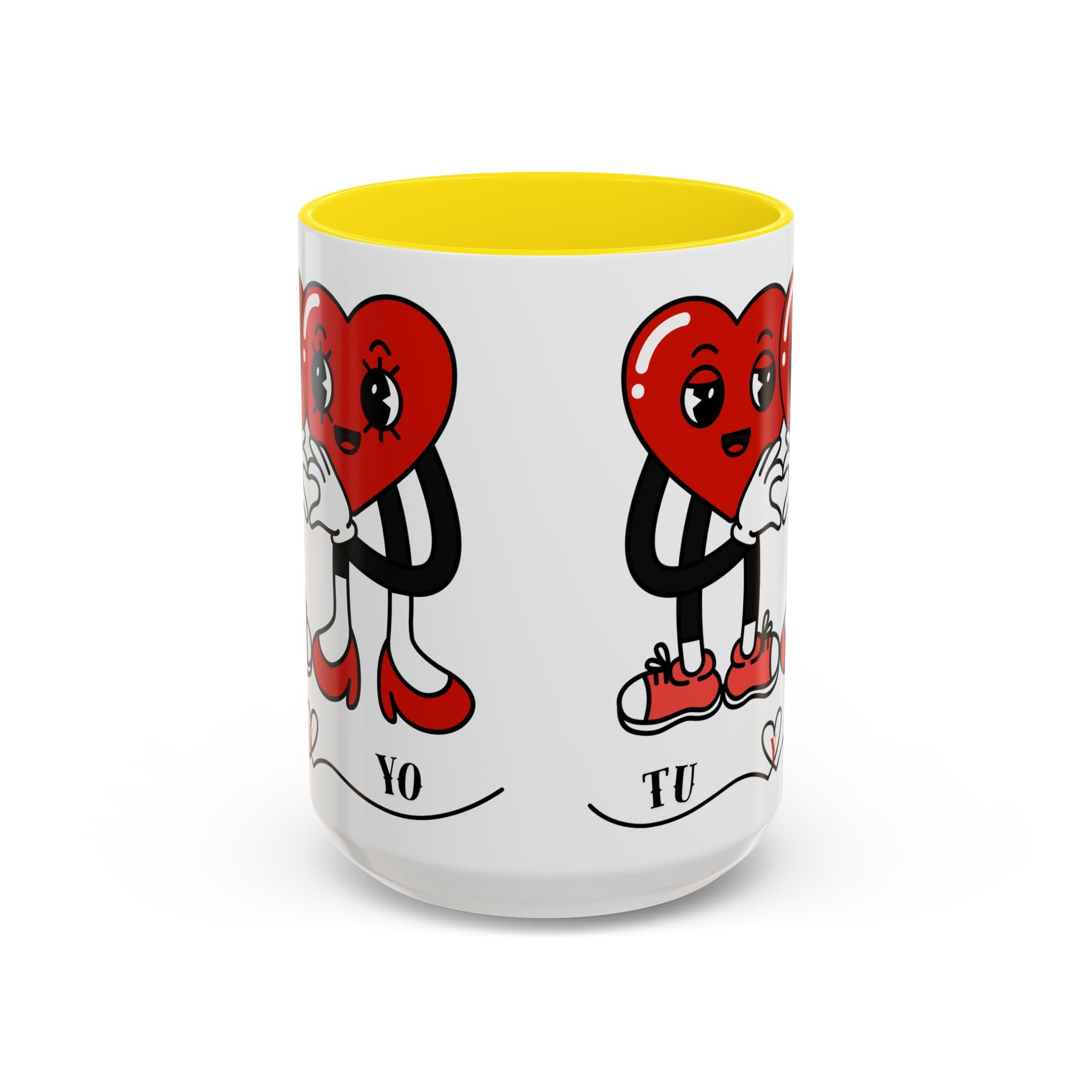 Valentine Heart Couple Coffee Mug – "Tu y Yo" Cute Romantic Accent Mug