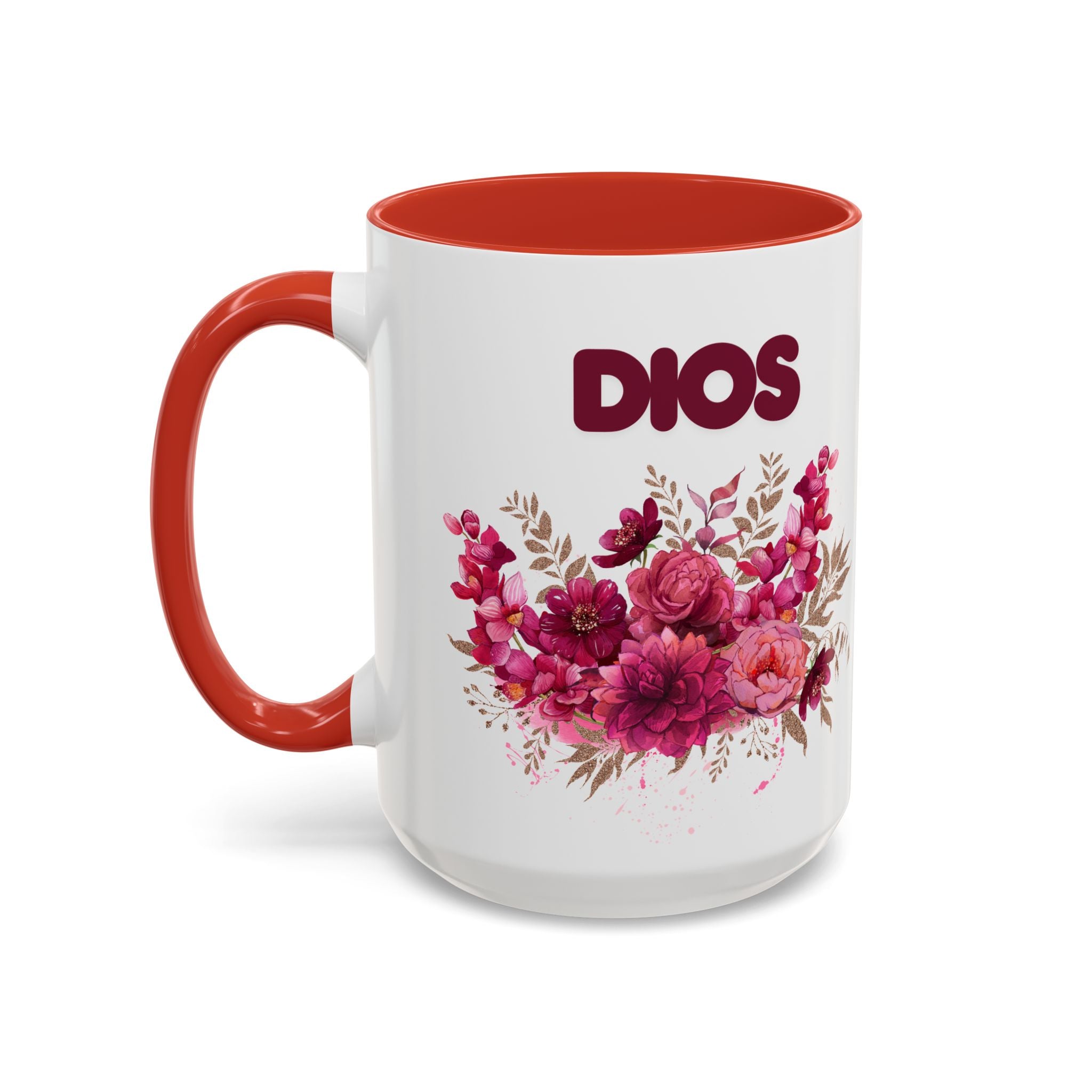 Dios Floral Accent Coffee Mug — 11/15oz Inspirational Christian Tea Cup