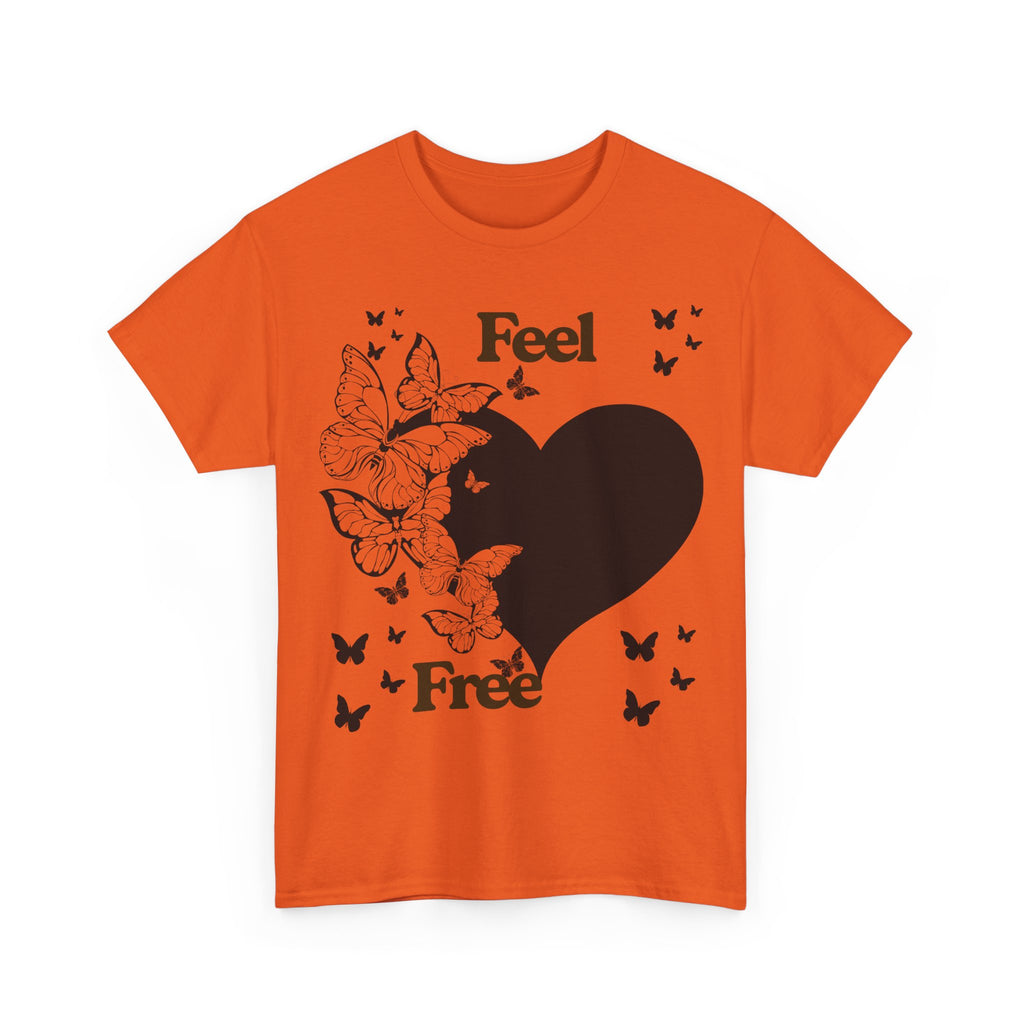 Butterfly Heart Unisex Heavy Cotton Tee, Feel Free Shirt, Nature Lover Gift, Casual Wear, Spring Fashion, Butterfly Design Tee