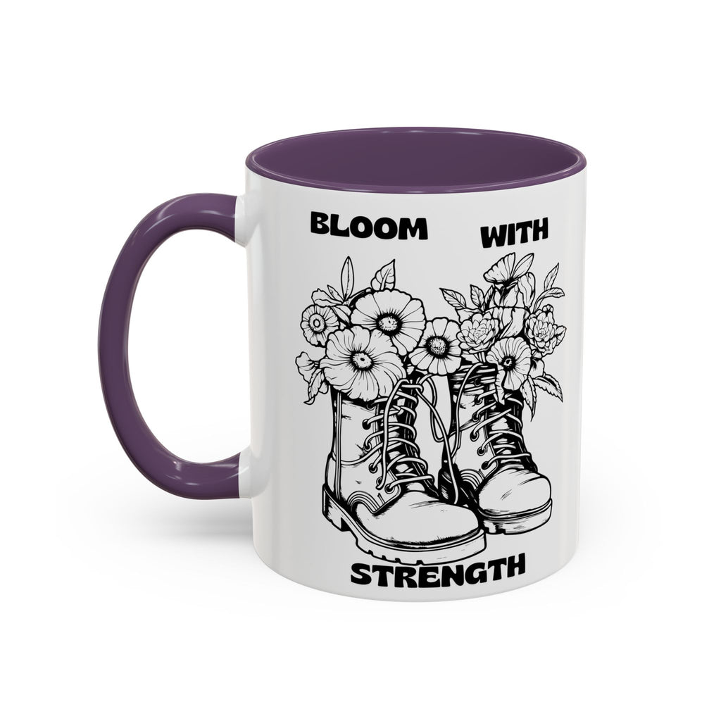 Bloom With Strength Coffee Mug — Floral Boots Inspirational Accent Mug (11/15oz)