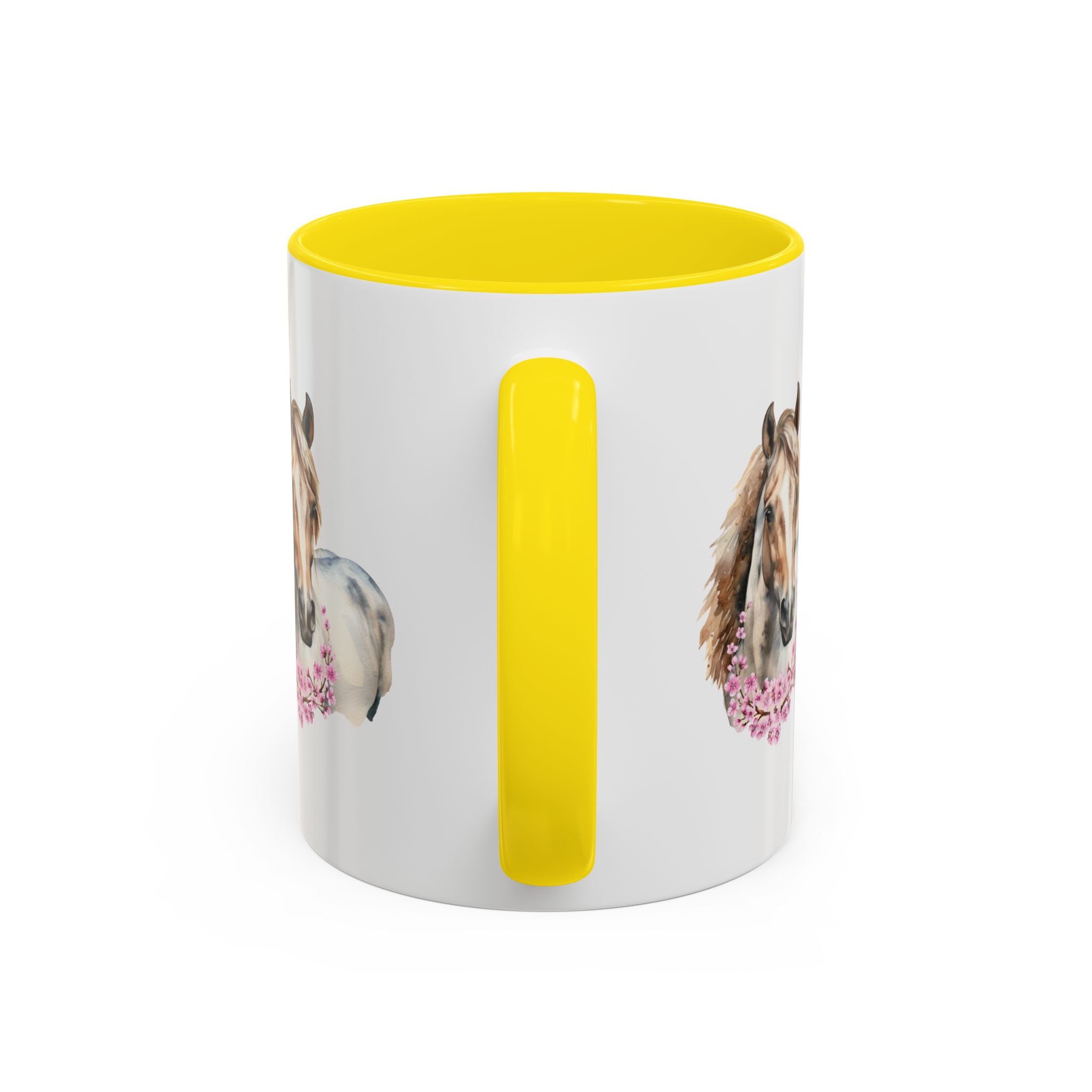 Horse Portrait Accent Coffee Mug — Floral Necklace Rustic Equestrian Gift (11/15oz)