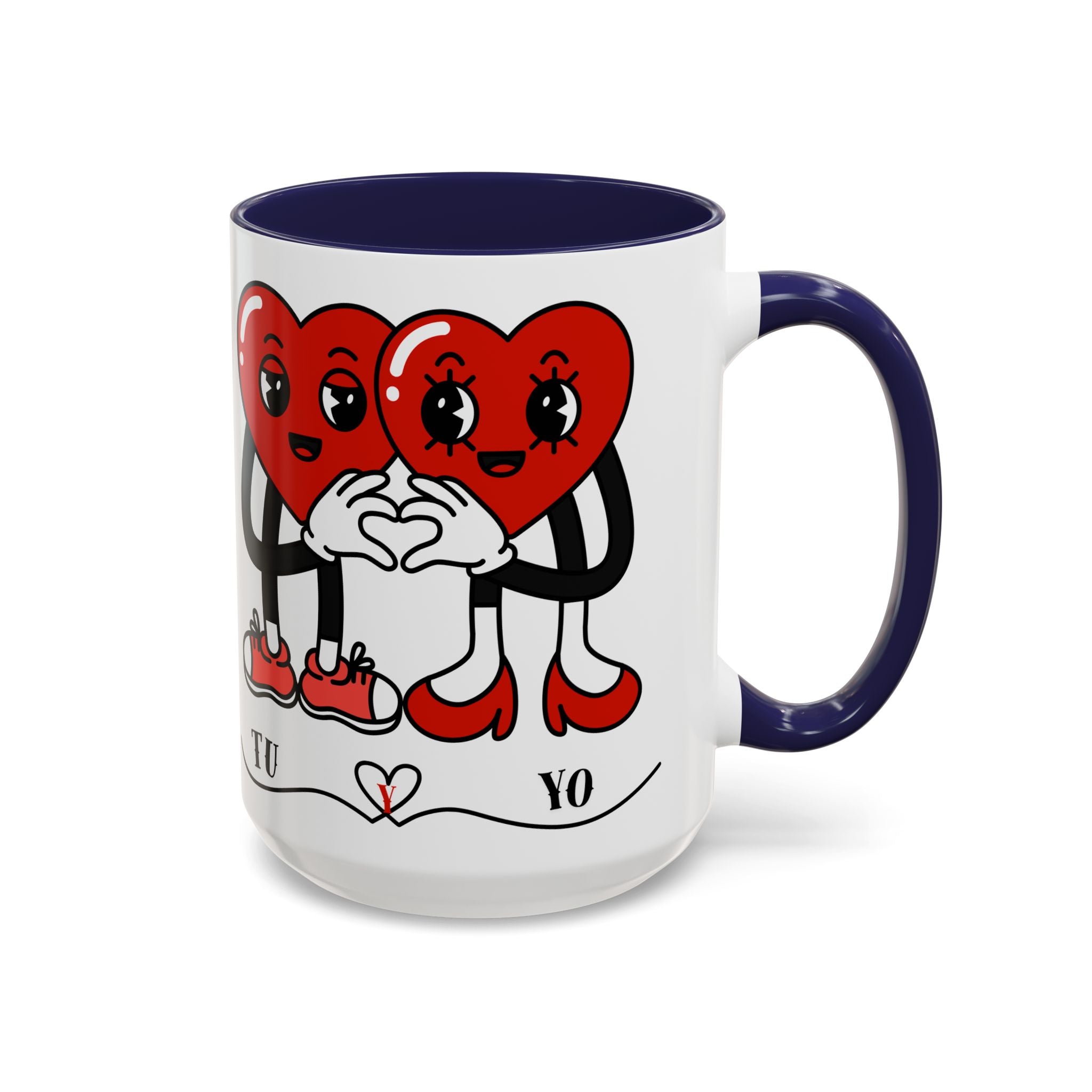 Valentine Heart Couple Coffee Mug – "Tu y Yo" Cute Romantic Accent Mug