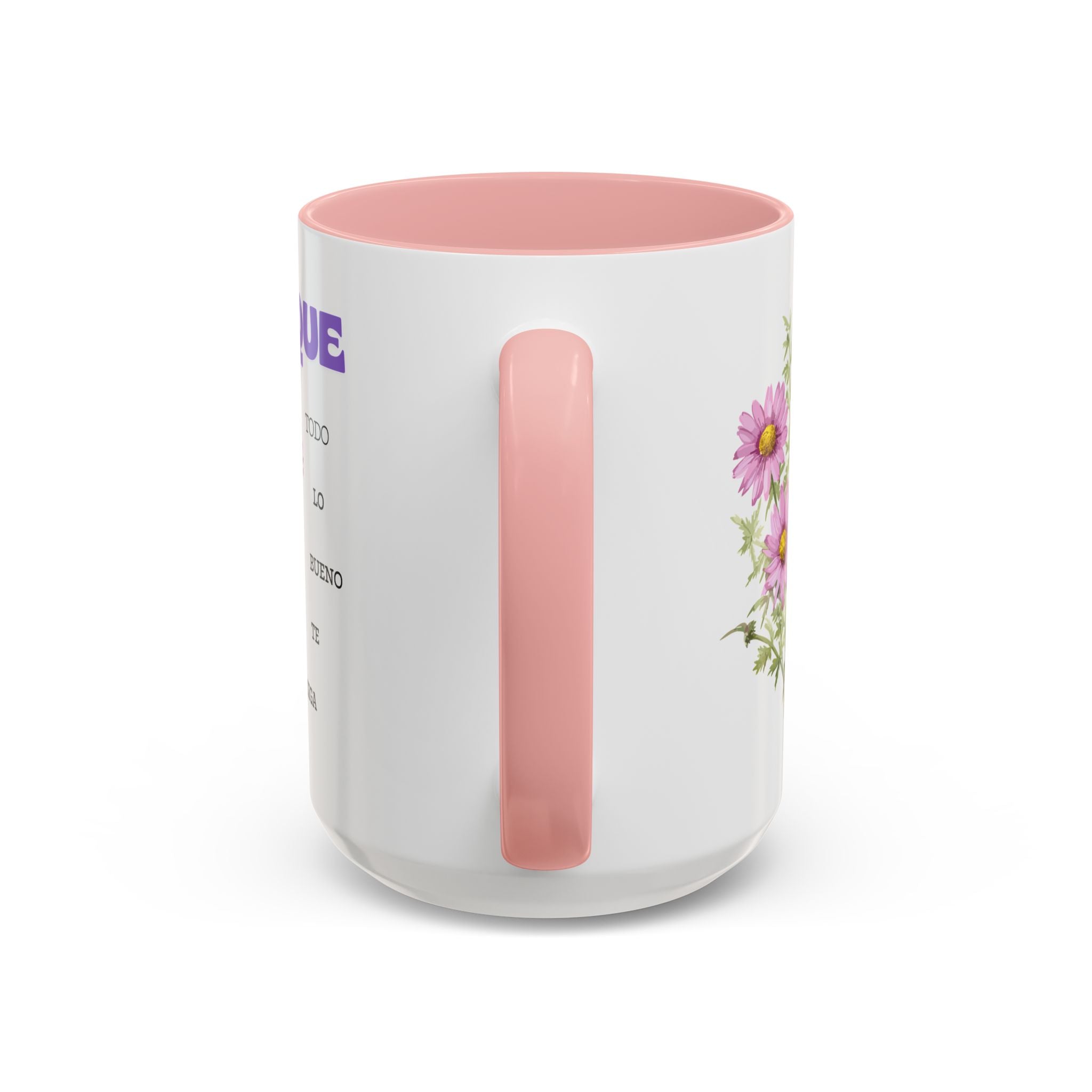 Inspirational Spanish Floral Coffee Mug — "Que todo lo bueno te siga" Accent Mug (11/15oz)