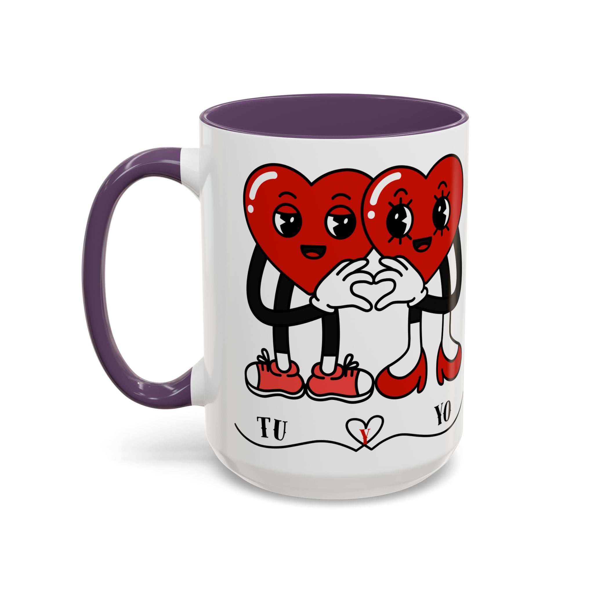 Valentine Heart Couple Coffee Mug – "Tu y Yo" Cute Romantic Accent Mug