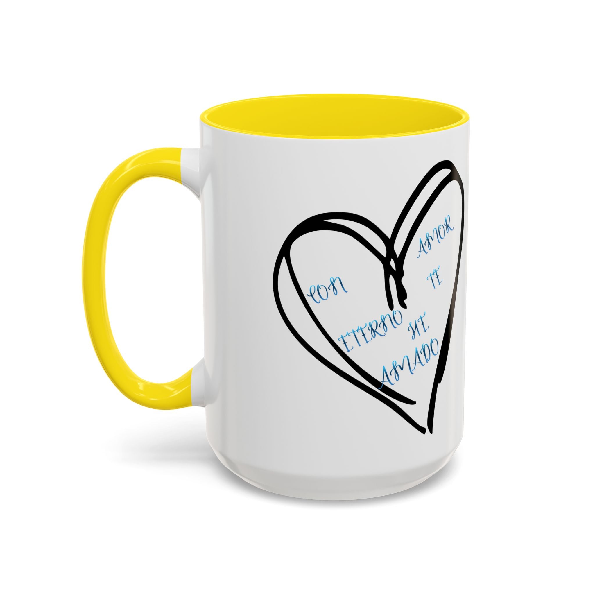 Coffee Mug - Hand-Drawn Heart with Spanish 'Por Amor Te He Amado' Accent