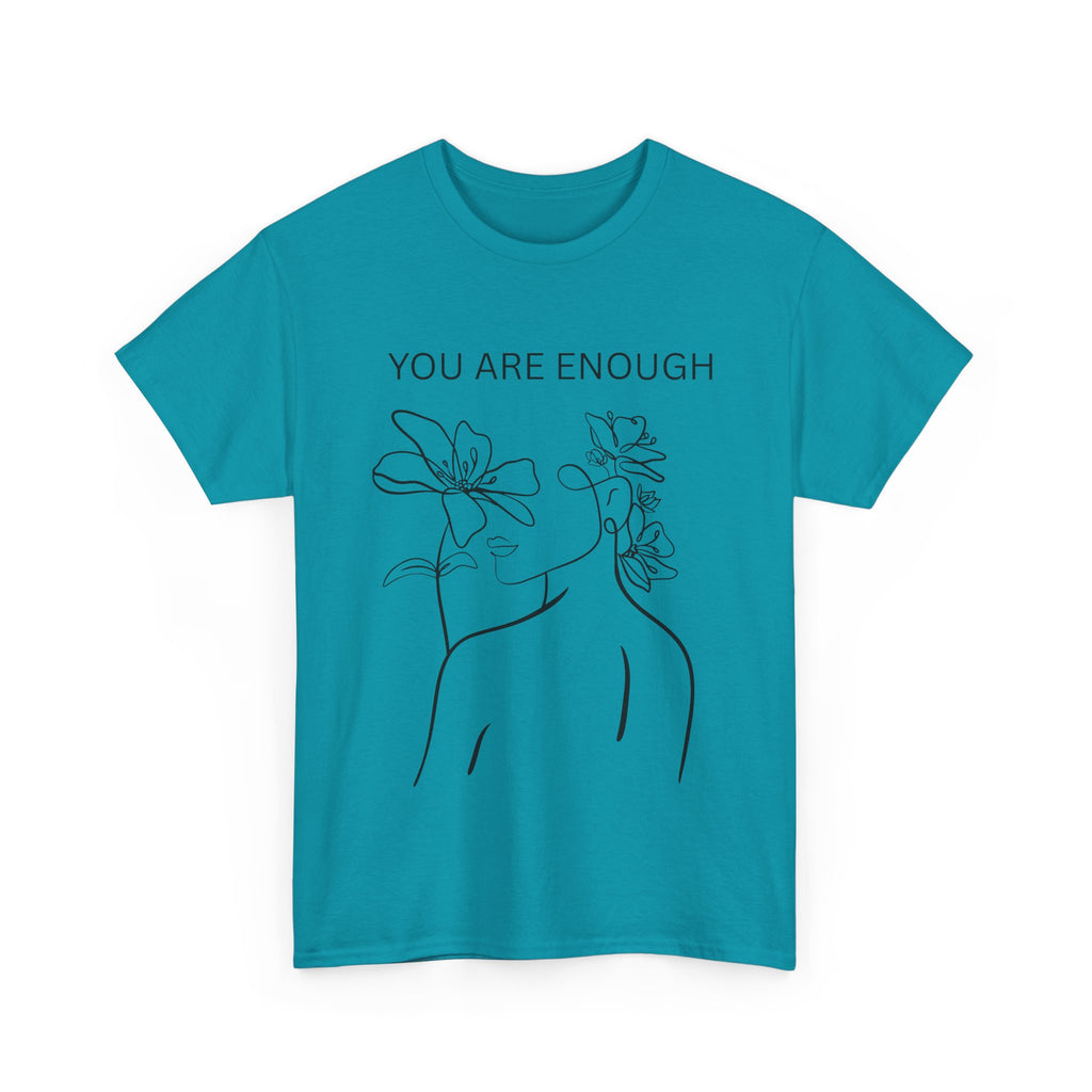 Inspirational Floral Tee, Unisex Heavy Cotton T-Shirt with 'You Are Enough' Design, Motivational Gift, Self-Love Apparel, Positive [...]