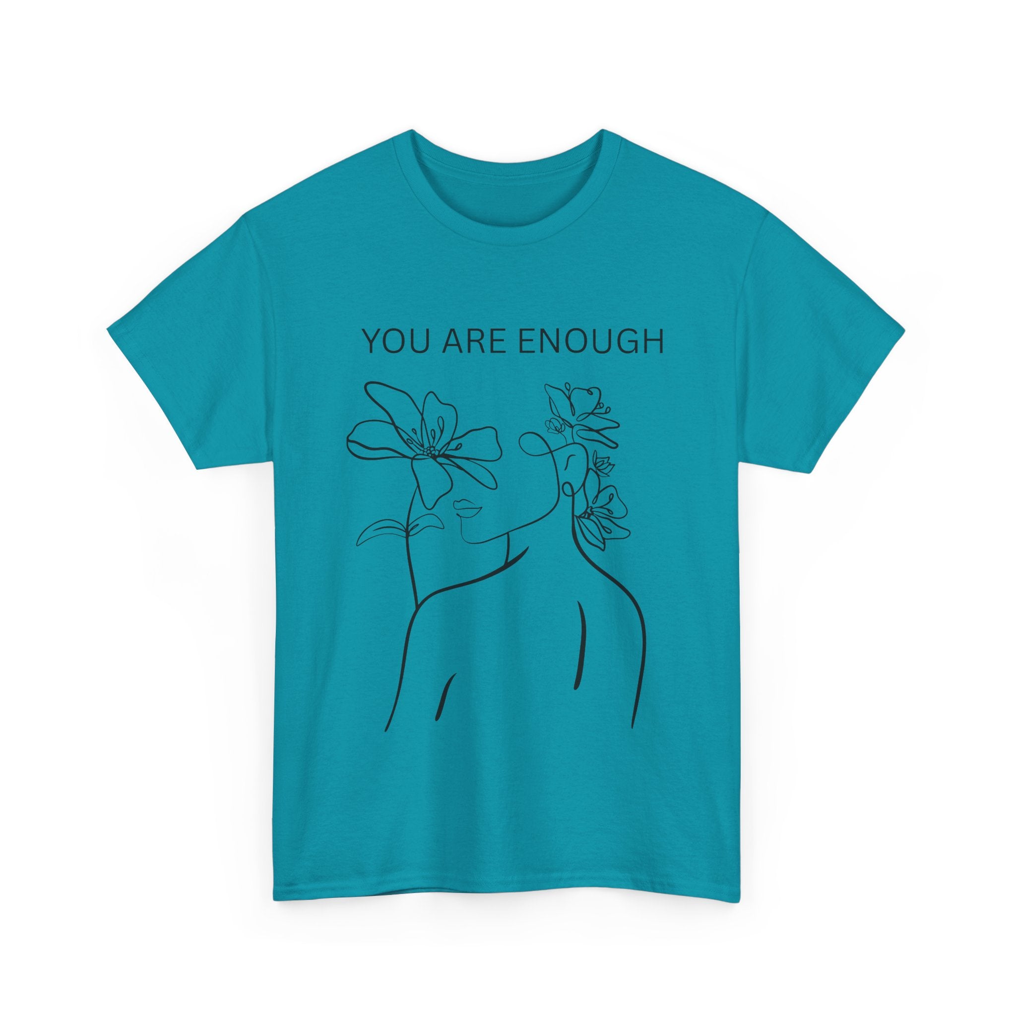 Inspirational Floral Tee, Unisex Heavy Cotton T-Shirt with 'You Are Enough' Design, Motivational Gift, Self-Love Apparel, Positive [...]