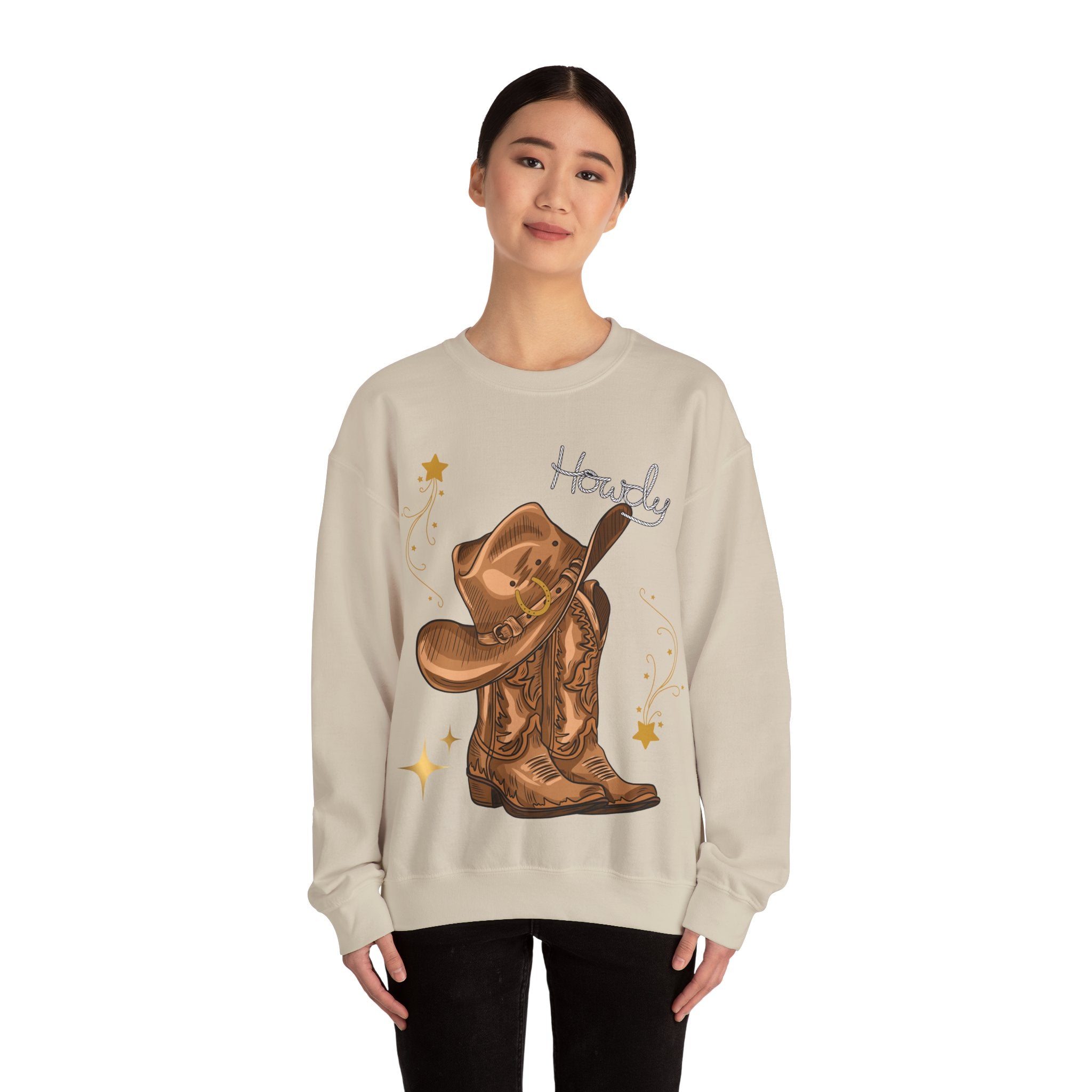 Howdy Cowboy Crewneck Sweatshirt | Unisex Sweatshirt, Western Apparel, Fall Fashion, Gift for Him/Her, Casual Wear