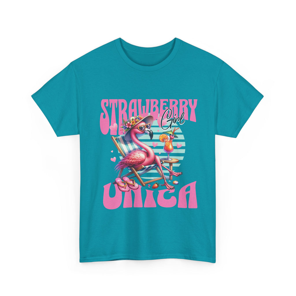Strawberry Girl Unisex Heavy Cotton Tee - Summer Vibes T-Shirt
