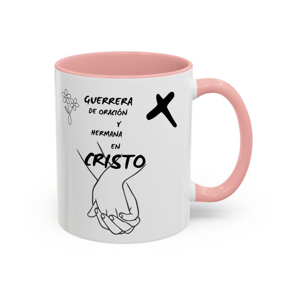 Christian Prayer Warrior Mug — "Guerrera de Oración y Hermana en Cristo" Accent Coffee Cup (11/15oz)