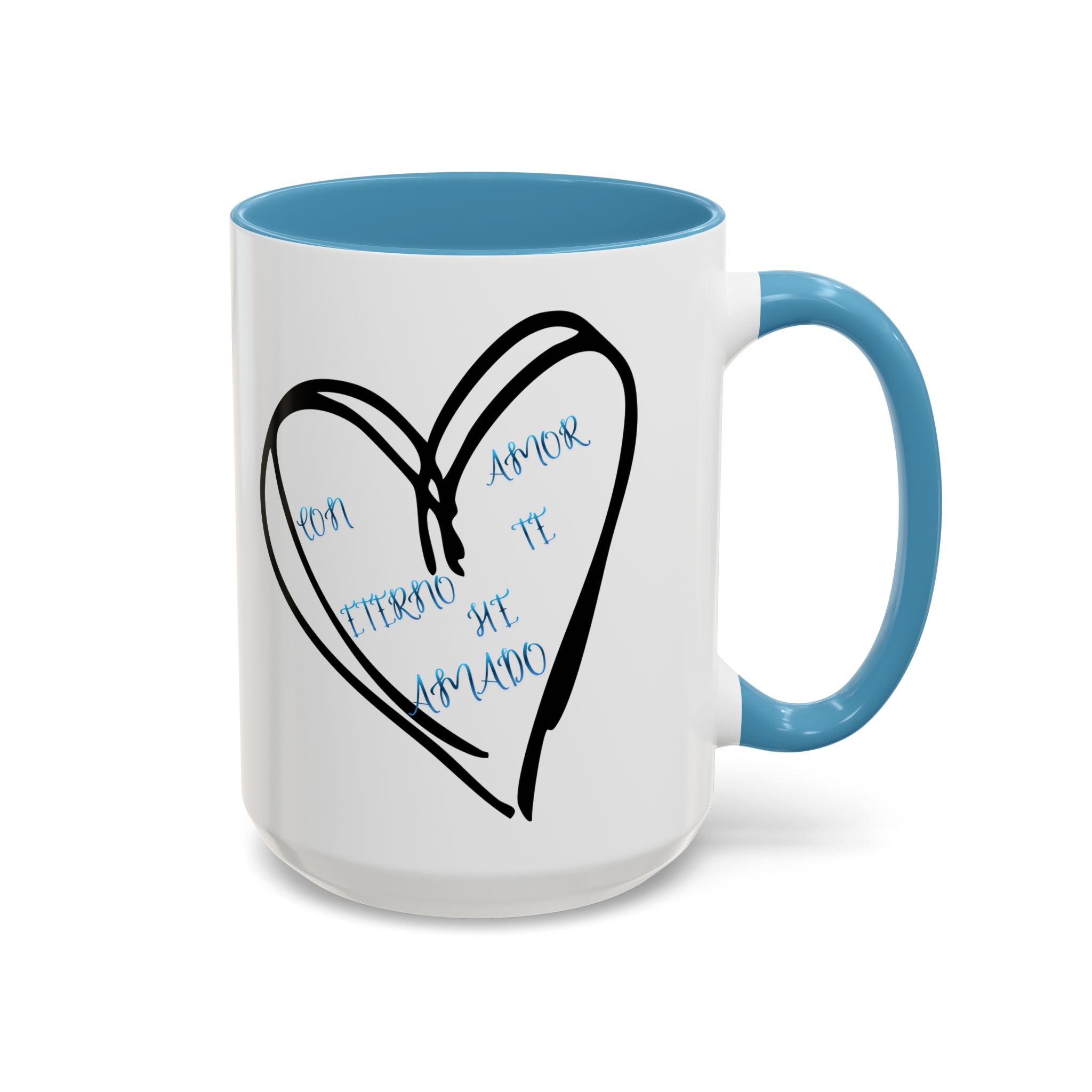 Coffee Mug - Hand-Drawn Heart with Spanish 'Por Amor Te He Amado' Accent