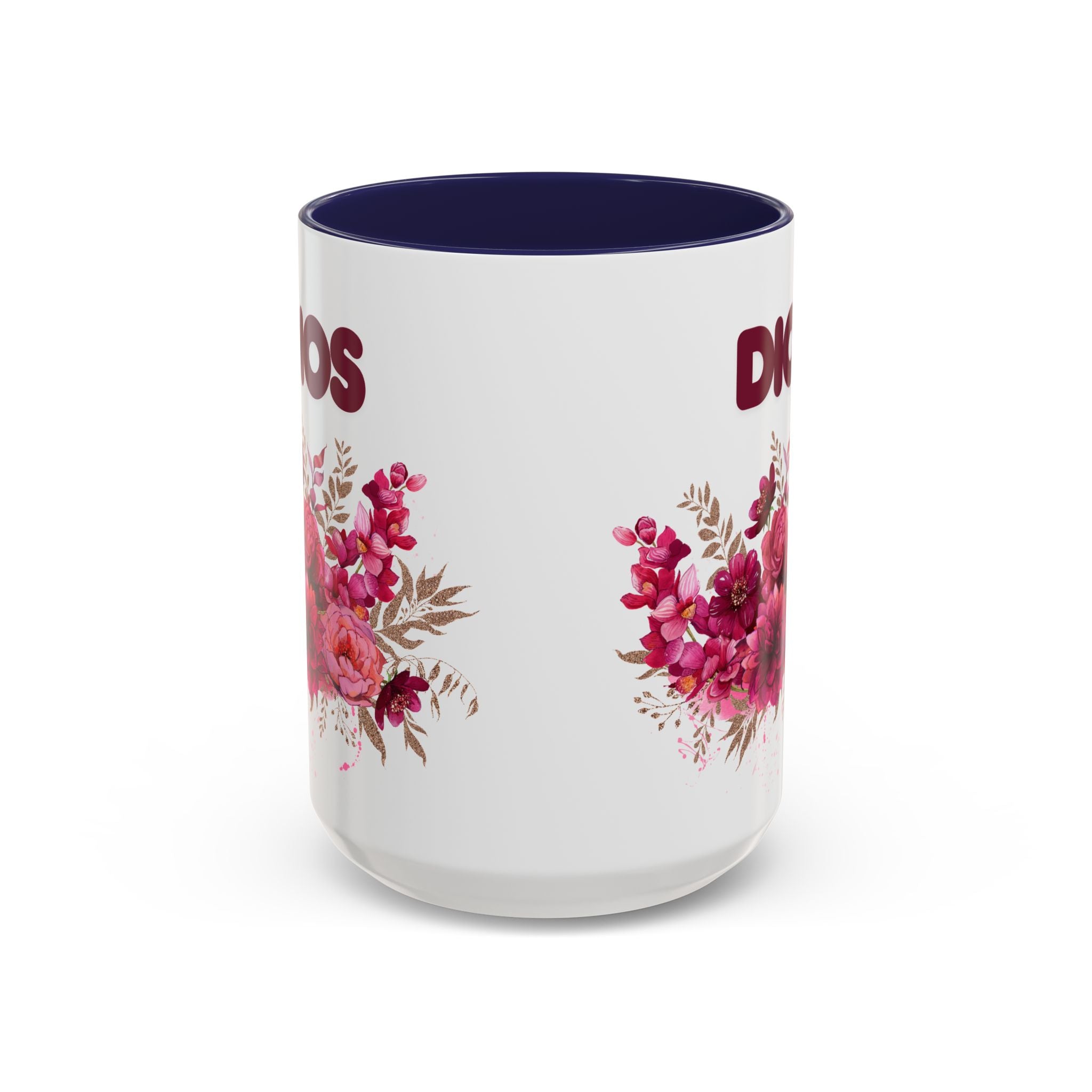Dios Floral Accent Coffee Mug — 11/15oz Inspirational Christian Tea Cup
