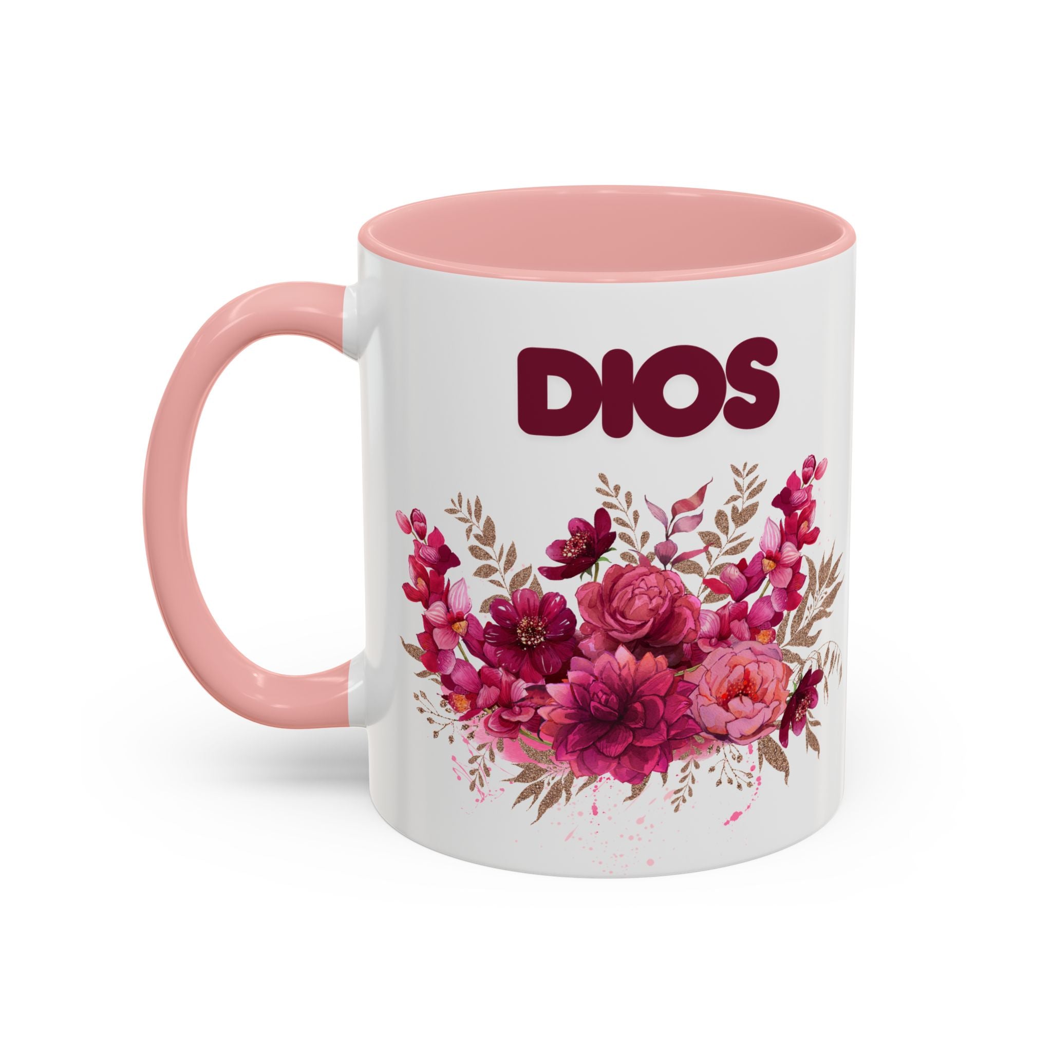 Dios Floral Accent Coffee Mug — 11/15oz Inspirational Christian Tea Cup