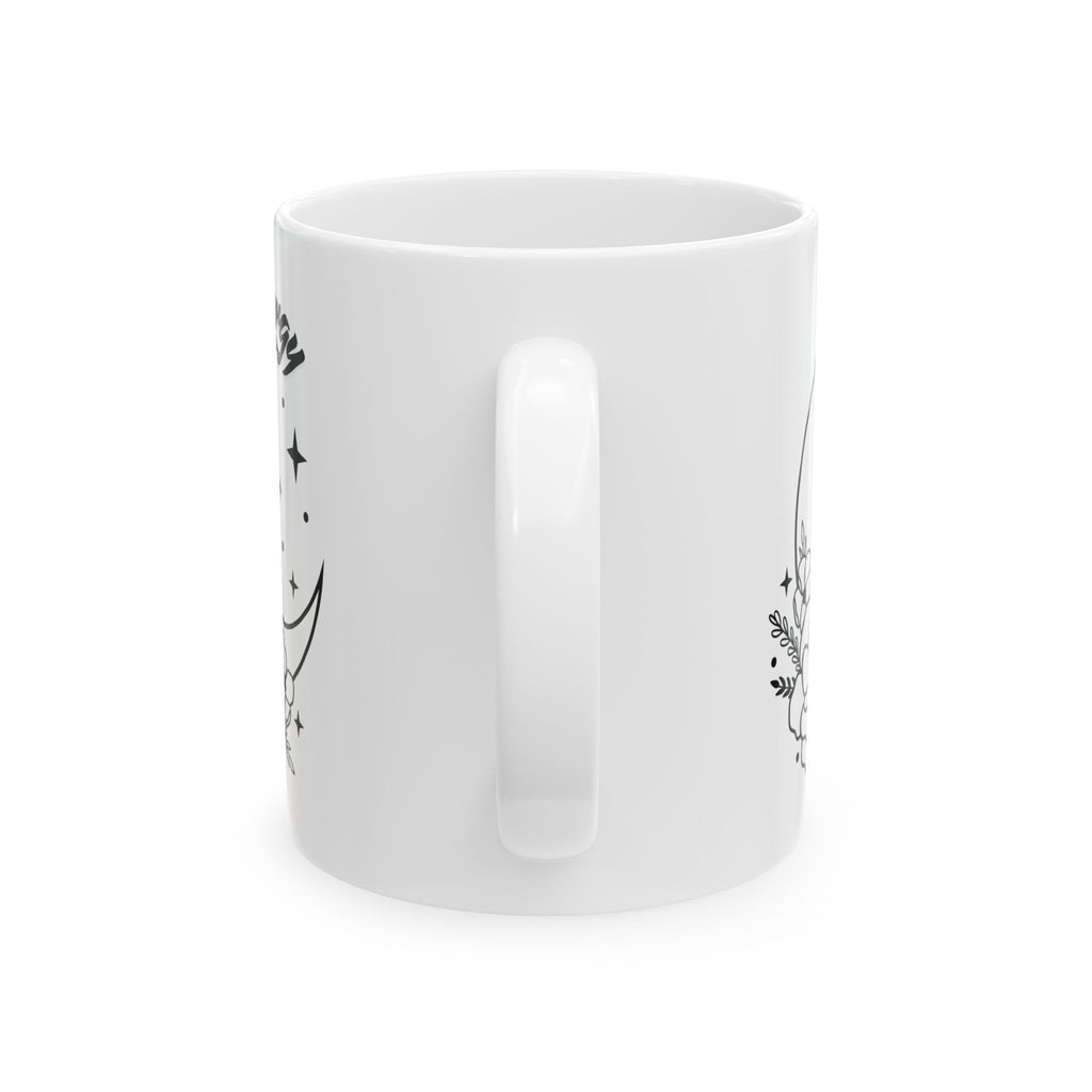 Moon Phase Floral Ceramic Mug | Empowering Gift for Coffee Lovers, Flower Lover's Mug, Astrology Coffee Cup, Celestial Drinkware