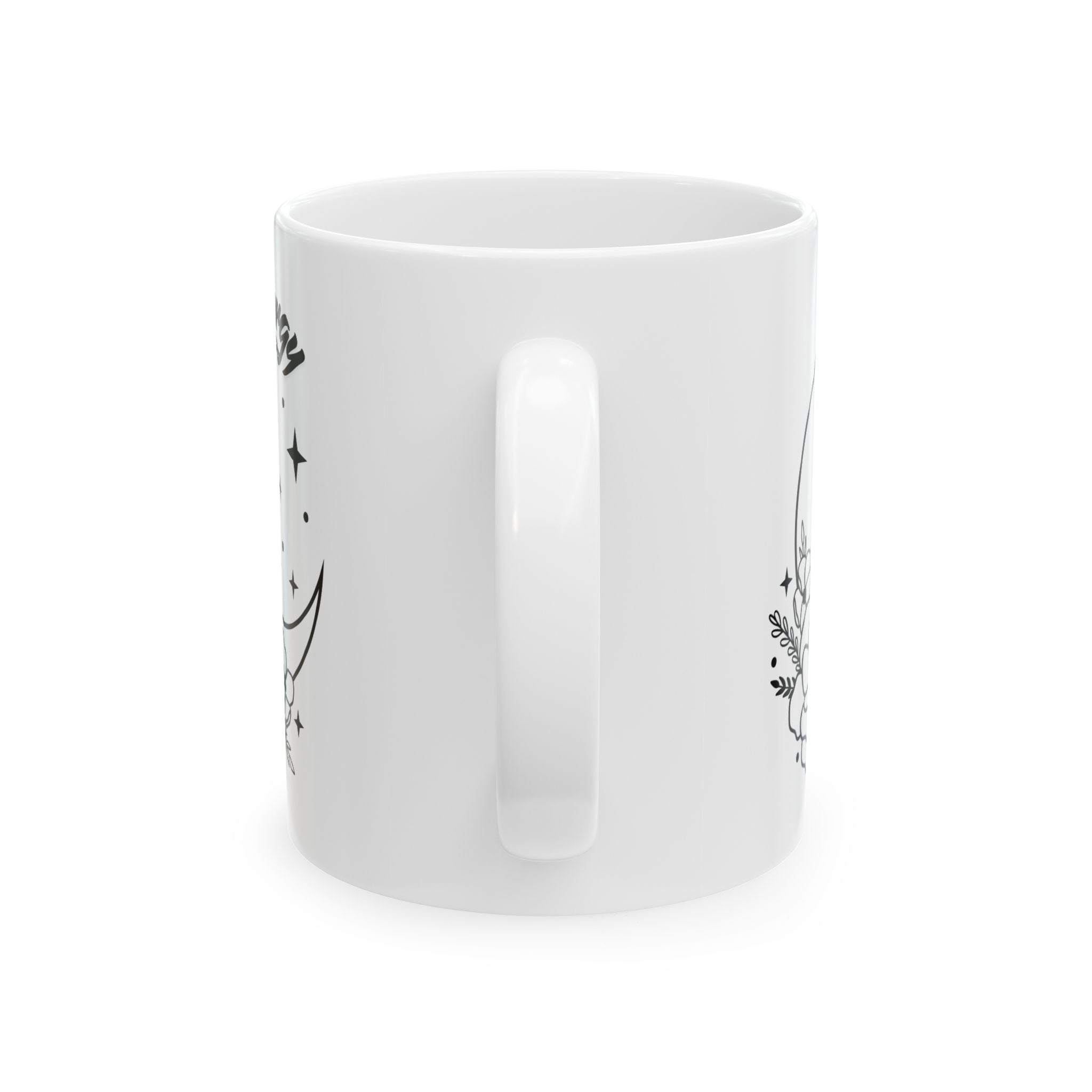 Moon Phase Floral Ceramic Mug | Empowering Gift for Coffee Lovers, Flower Lover's Mug, Astrology Coffee Cup, Celestial Drinkware