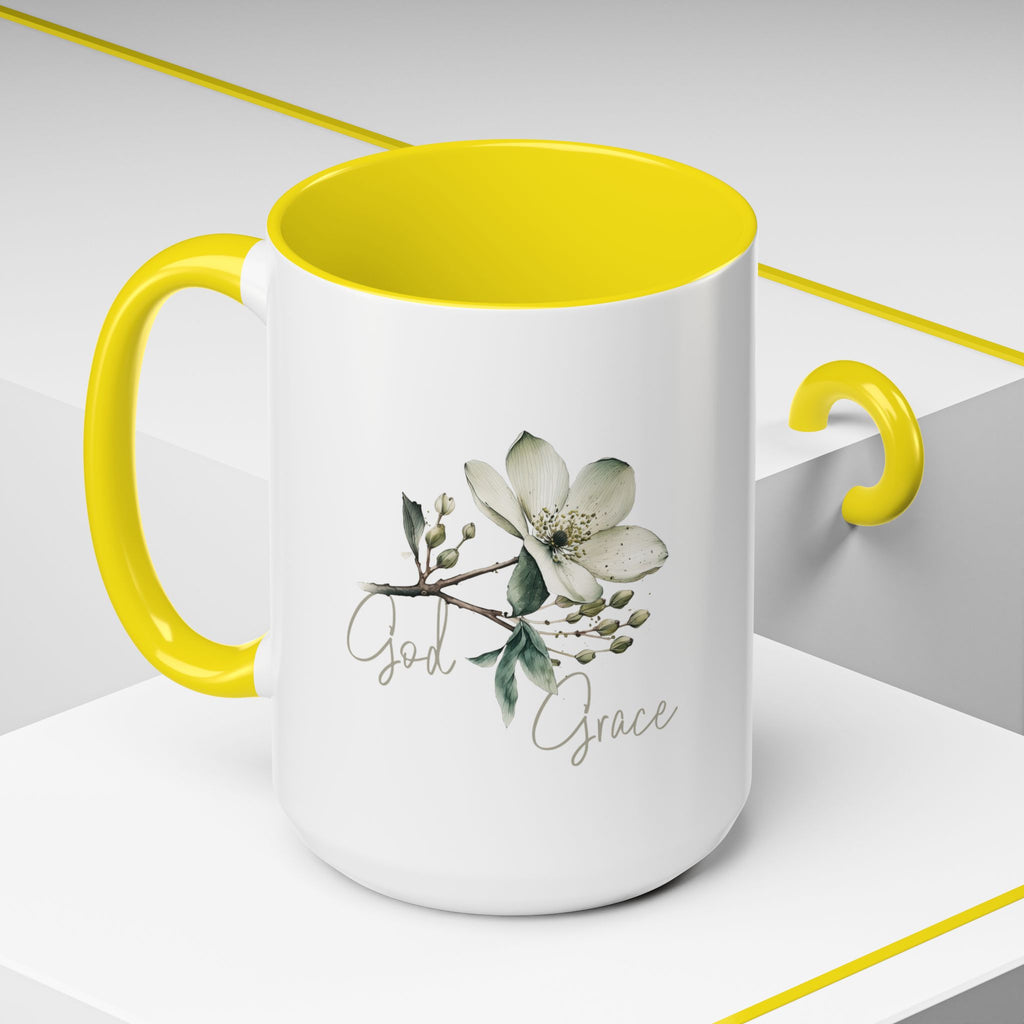 Floral Accent Coffee Mug | God Grace Gift, Nature-Inspired Tea Cup, Inspirational Drinkware for Home, Office, Mother's Day