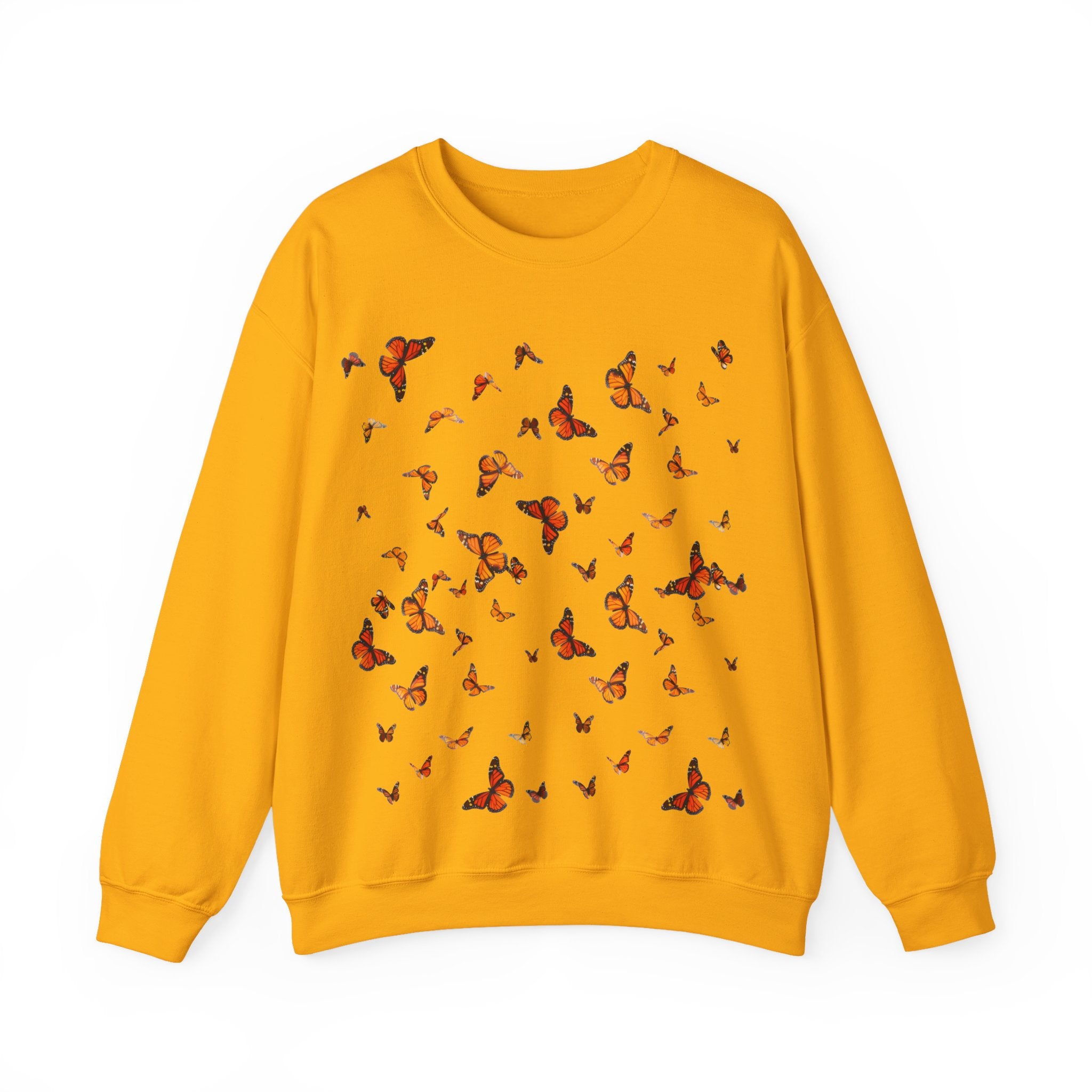 Butterfly Flock Crewneck Sweatshirt — Orange Monarchs Graphic