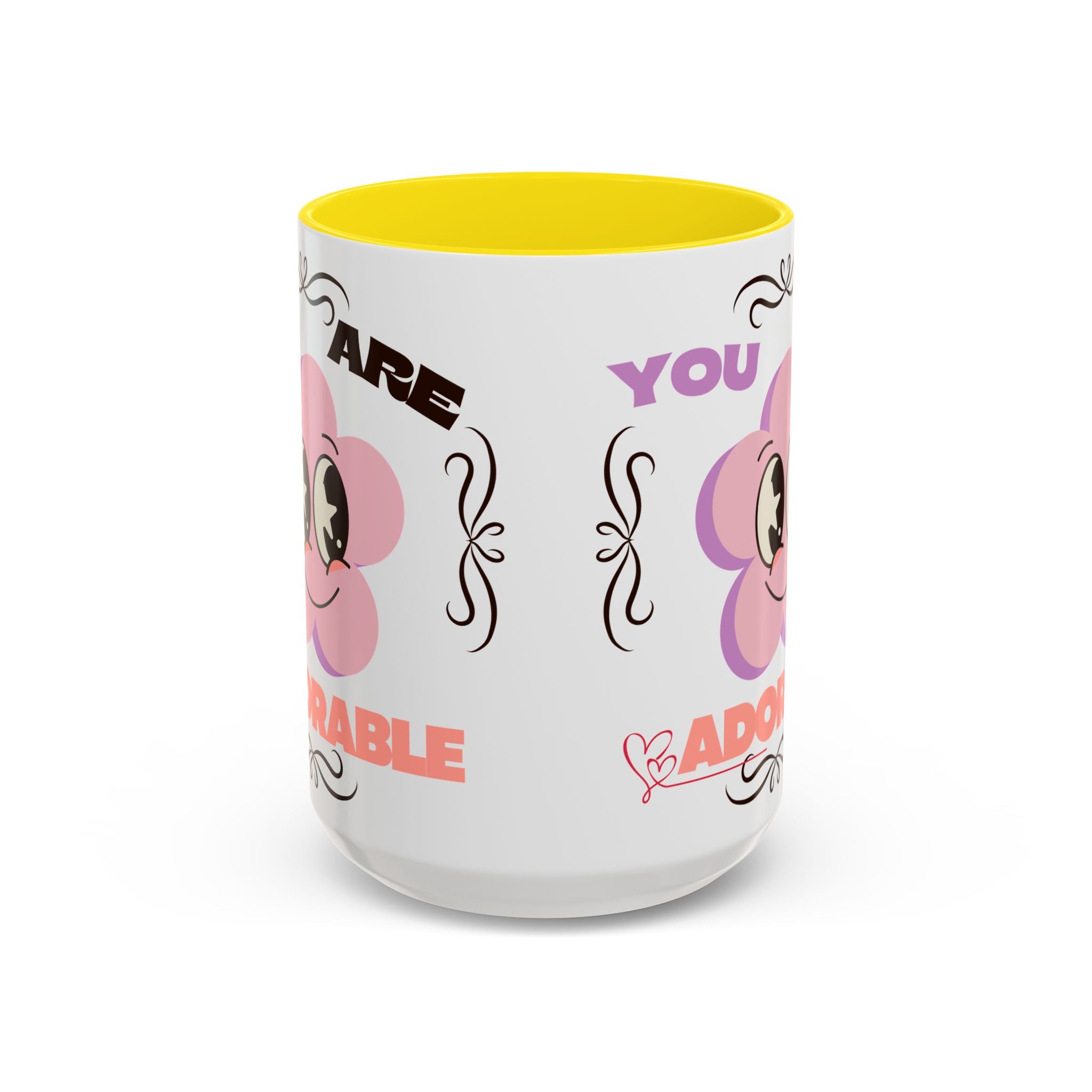 You Are Adorable Coffee Mug — Cute Pink Flower Accent Mug (11/15oz)