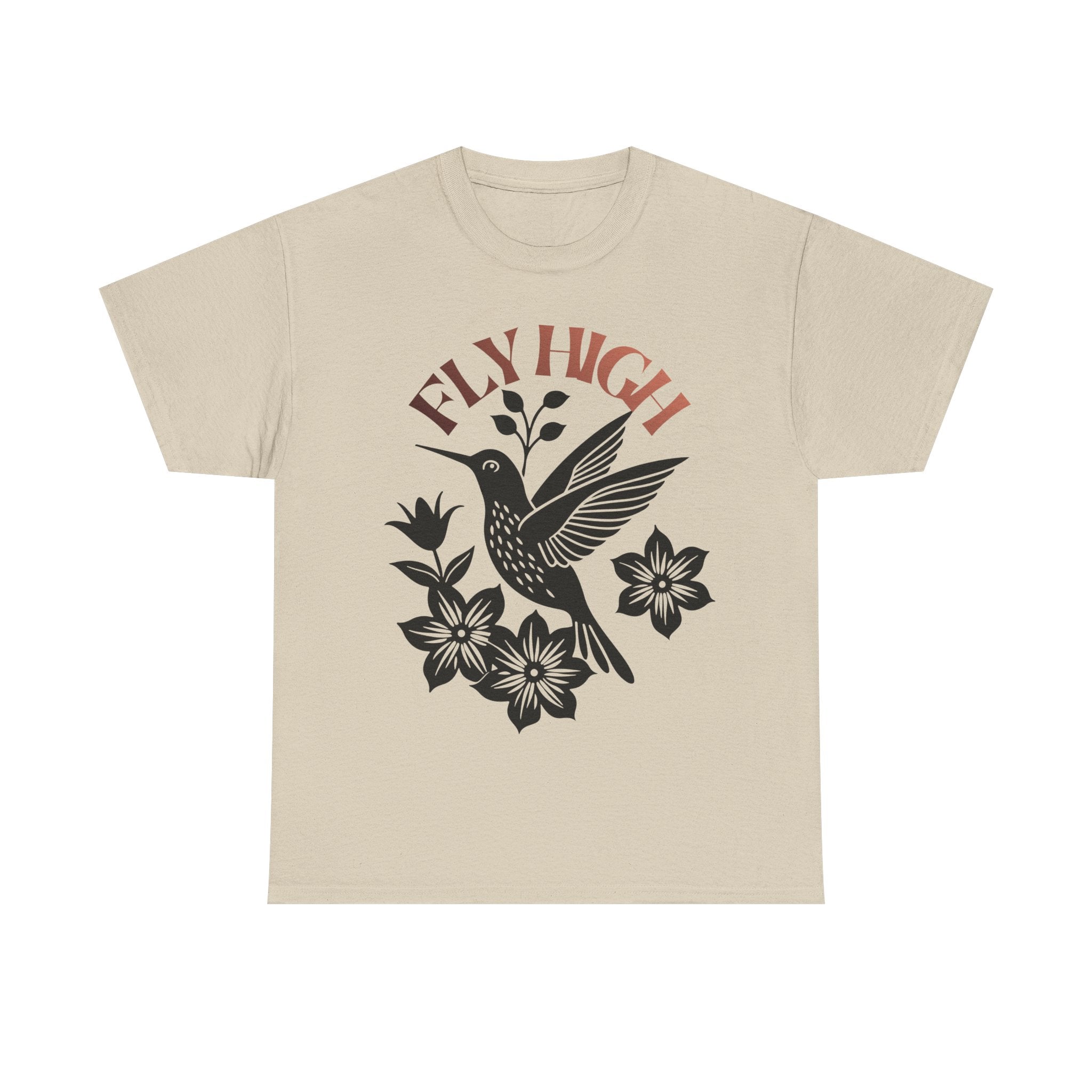 Fly High Hummingbird T-Shirt — Floral Retro Nature Tee
