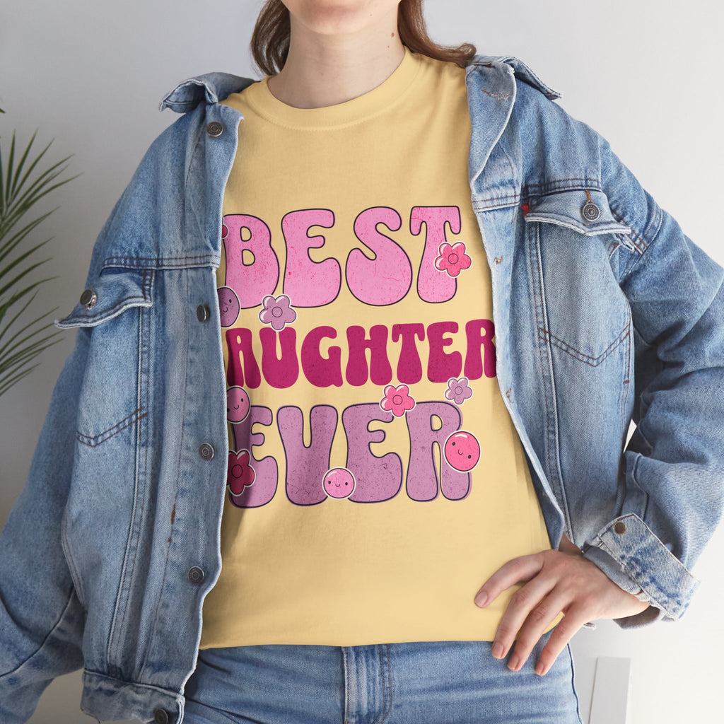 Best Daughter Ever T-Shirt — Cute Pink Retro Typography Tee for Daughters, Mother's Day Gift