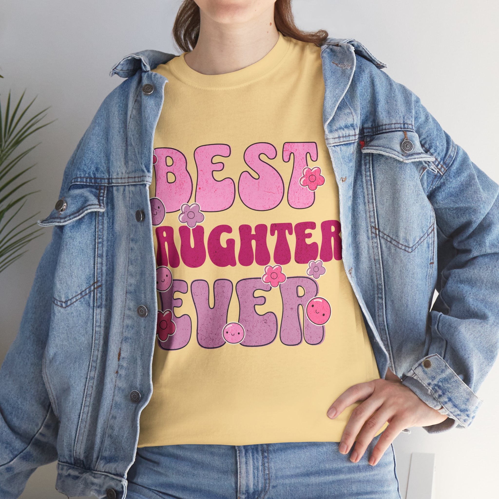 Best Daughter Ever T-Shirt — Cute Pink Retro Typography Tee for Daughters, Mother's Day Gift