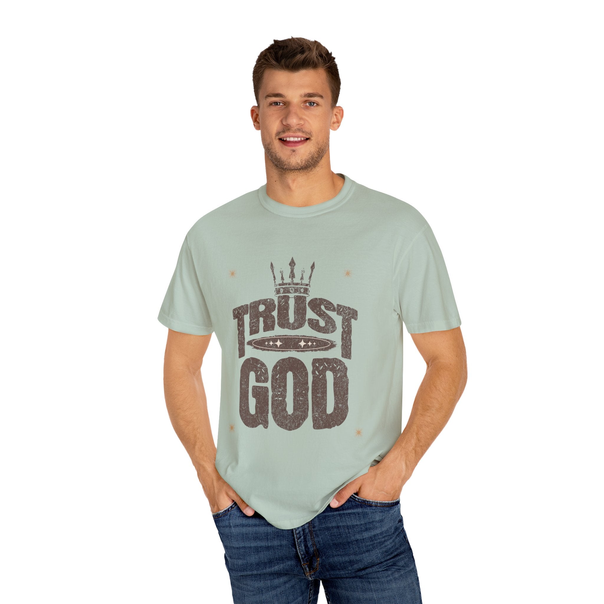 Trust God Unisex Garment-Dyed T-Shirt, Inspirational Tee, Faith-Based Apparel, Casual Wear, Christian Gift