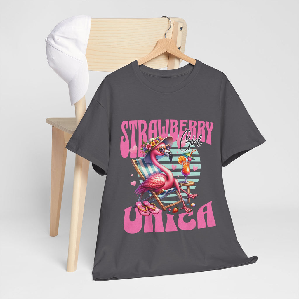 Strawberry Girl Unisex Heavy Cotton Tee - Summer Vibes T-Shirt