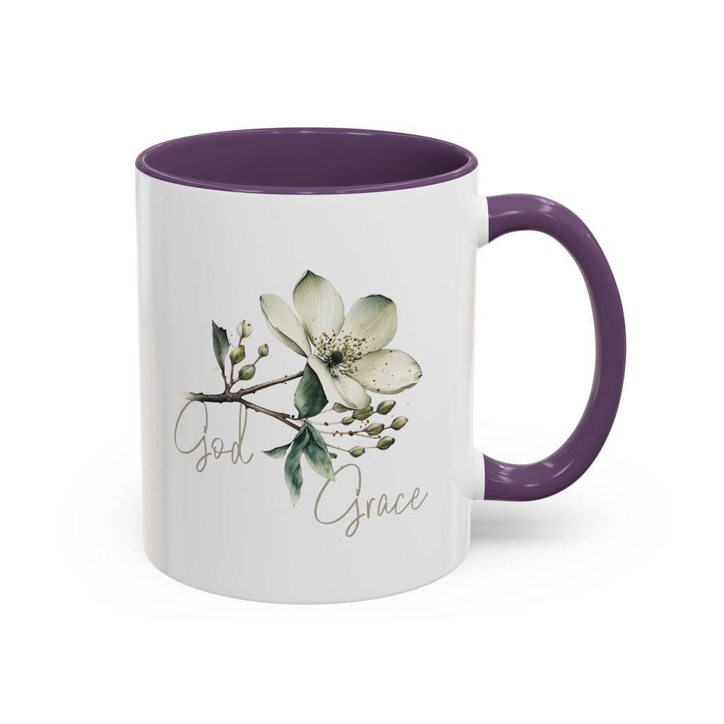 Floral Accent Coffee Mug | God Grace Gift, Nature-Inspired Tea Cup, Inspirational Drinkware for Home, Office, Mother's Day