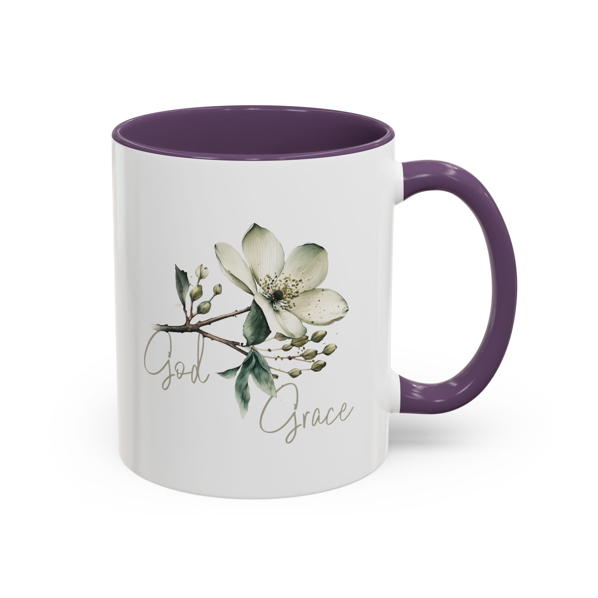 Floral Accent Coffee Mug | God Grace Gift, Nature-Inspired Tea Cup, Inspirational Drinkware for Home, Office, Mother's Day