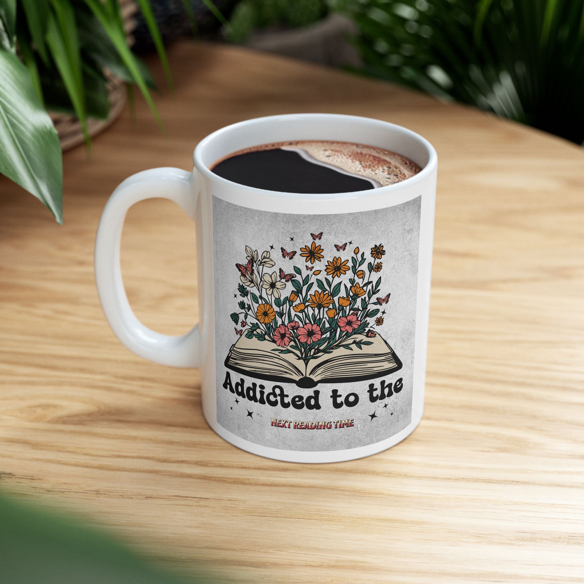 Literary Floral Ceramic Mug | Book Lover Gift, Coffee Cup, Reading Mug, Floral Decor, Literary Gift