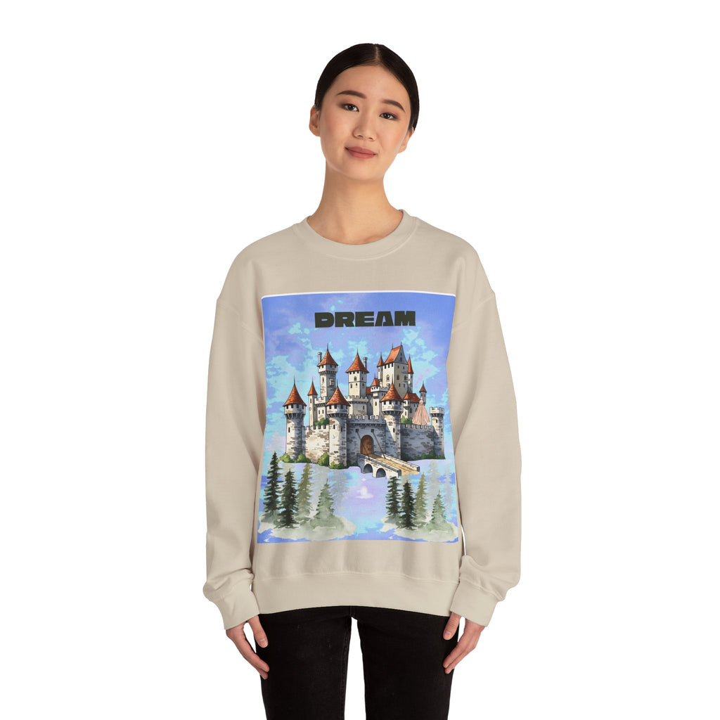 Dreamy Castle Crewneck Sweatshirt, Cozy Graphic Sweatshirt, Unisex Pullover, Pastel Art Apparel, Fantasy Sweatshirt